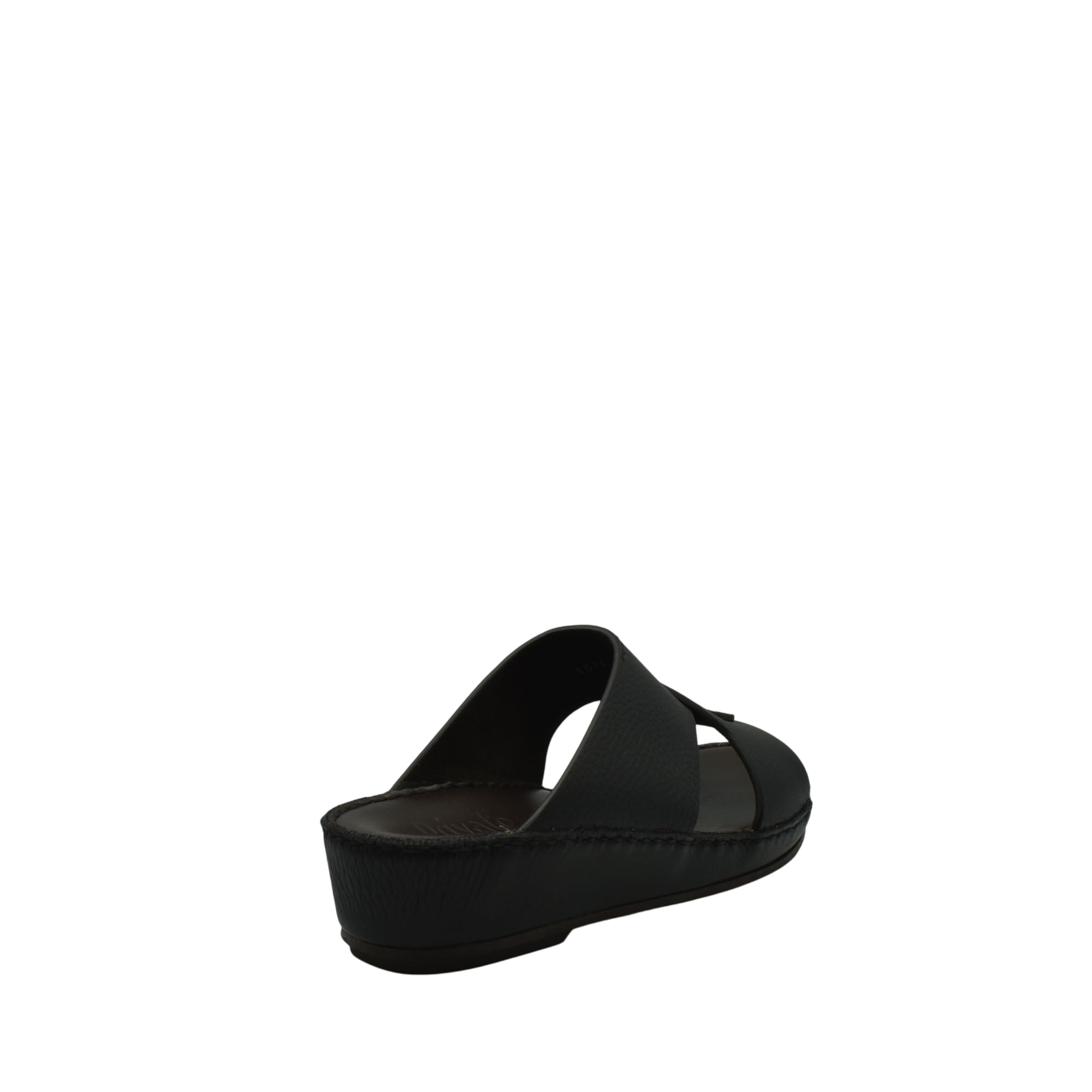 Black luxury kids leather sandals with thick sole and open toe design from private collection