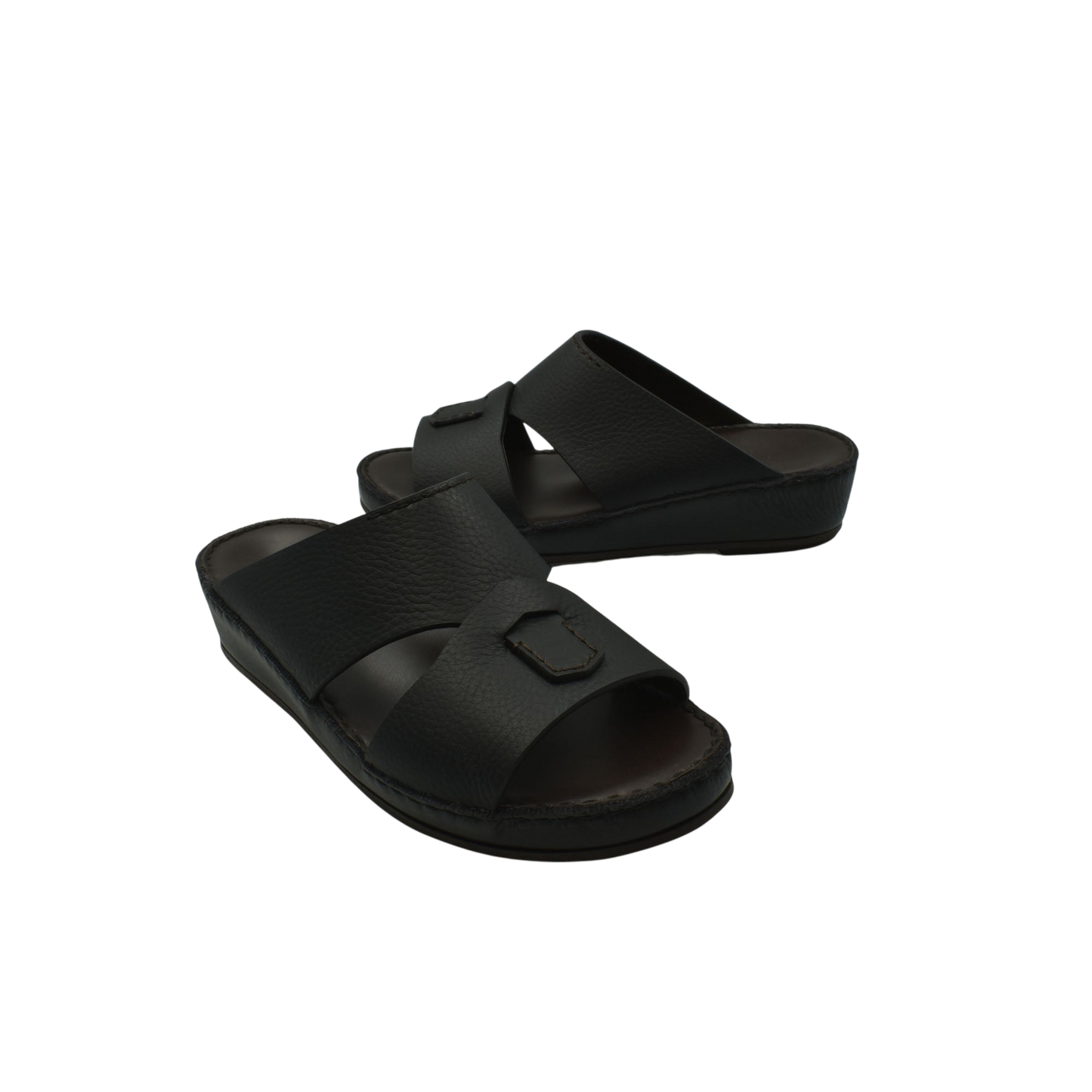 Black luxury kids leather sandals with cross strap design and cushioned sole from private collection