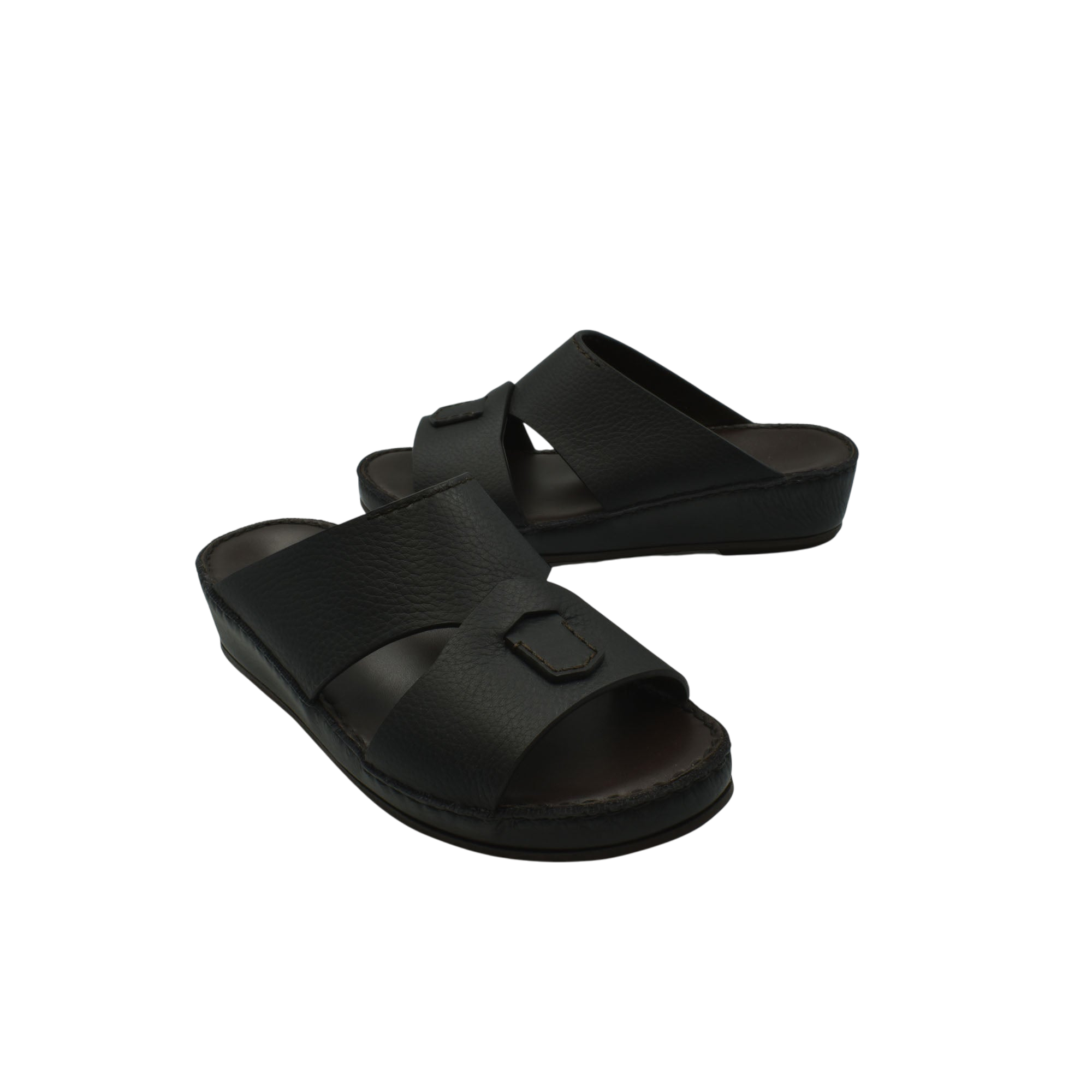 Black luxury kids leather sandals with cross strap design and cushioned sole from private collection