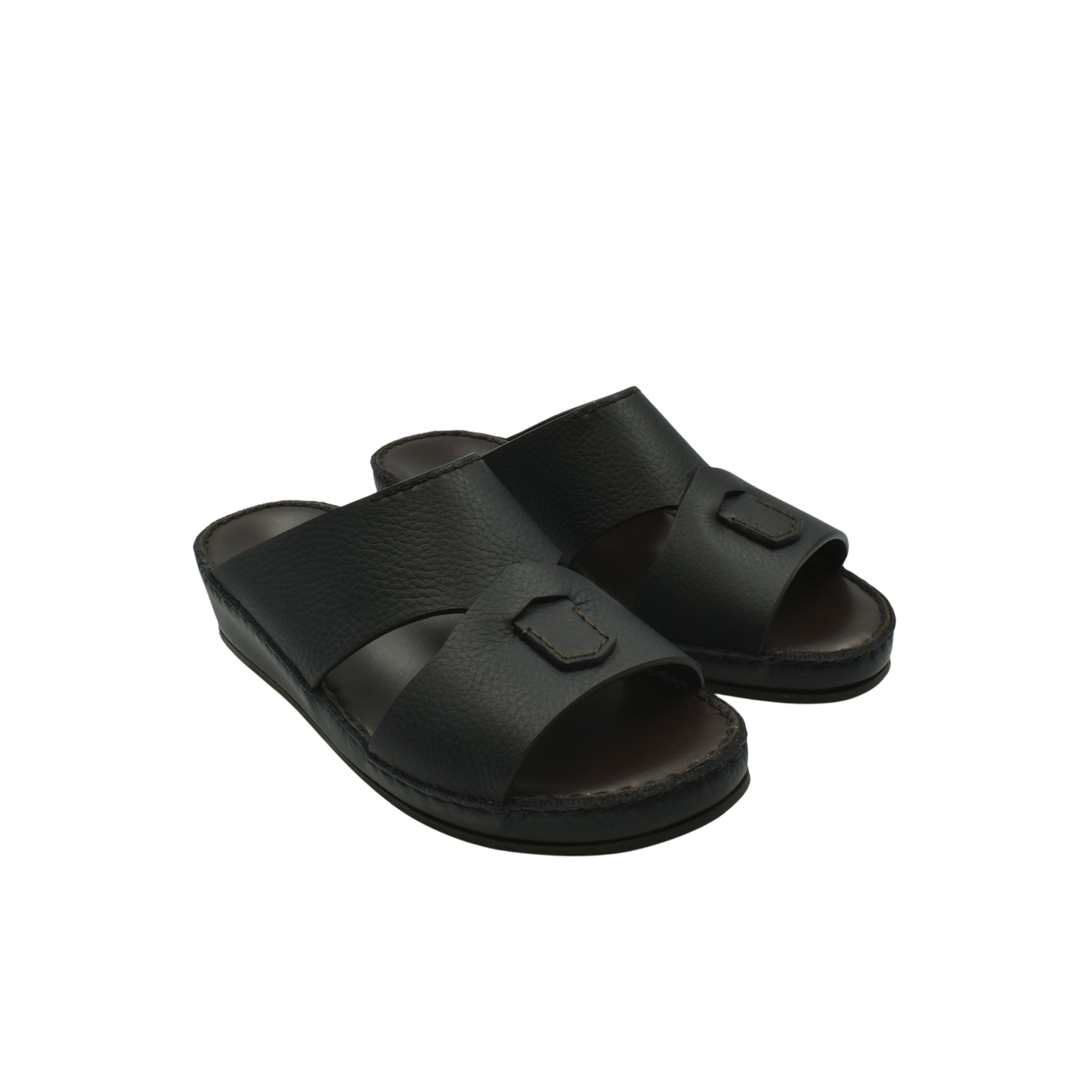 Black luxury kids leather sandals with double straps and cushioned sole for comfort