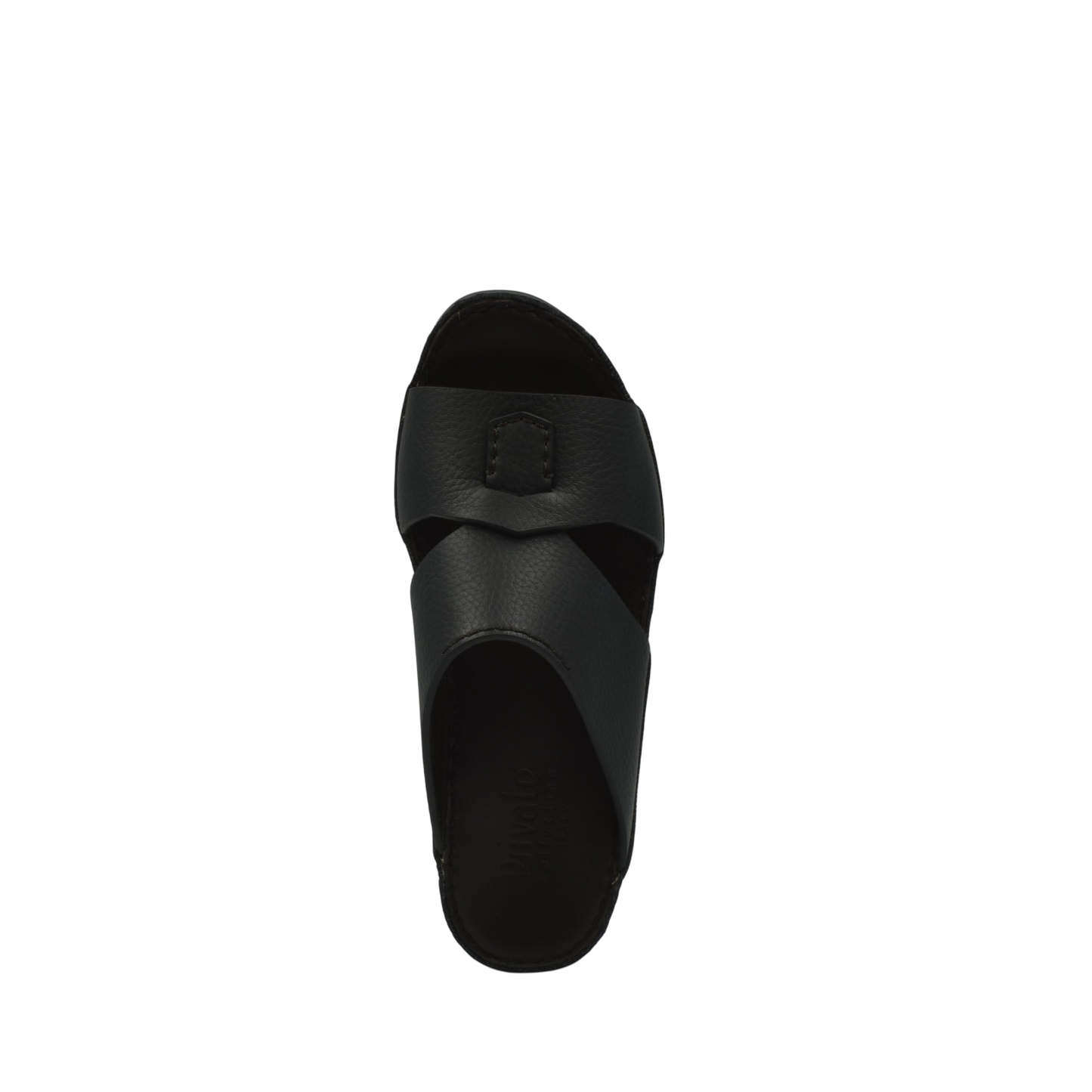 Black luxury kids leather sandals with crisscross straps and cushioned sole for comfort