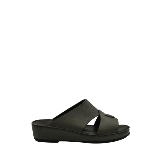 Black luxury kids leather sandals with open toe and comfortable cushioned sole