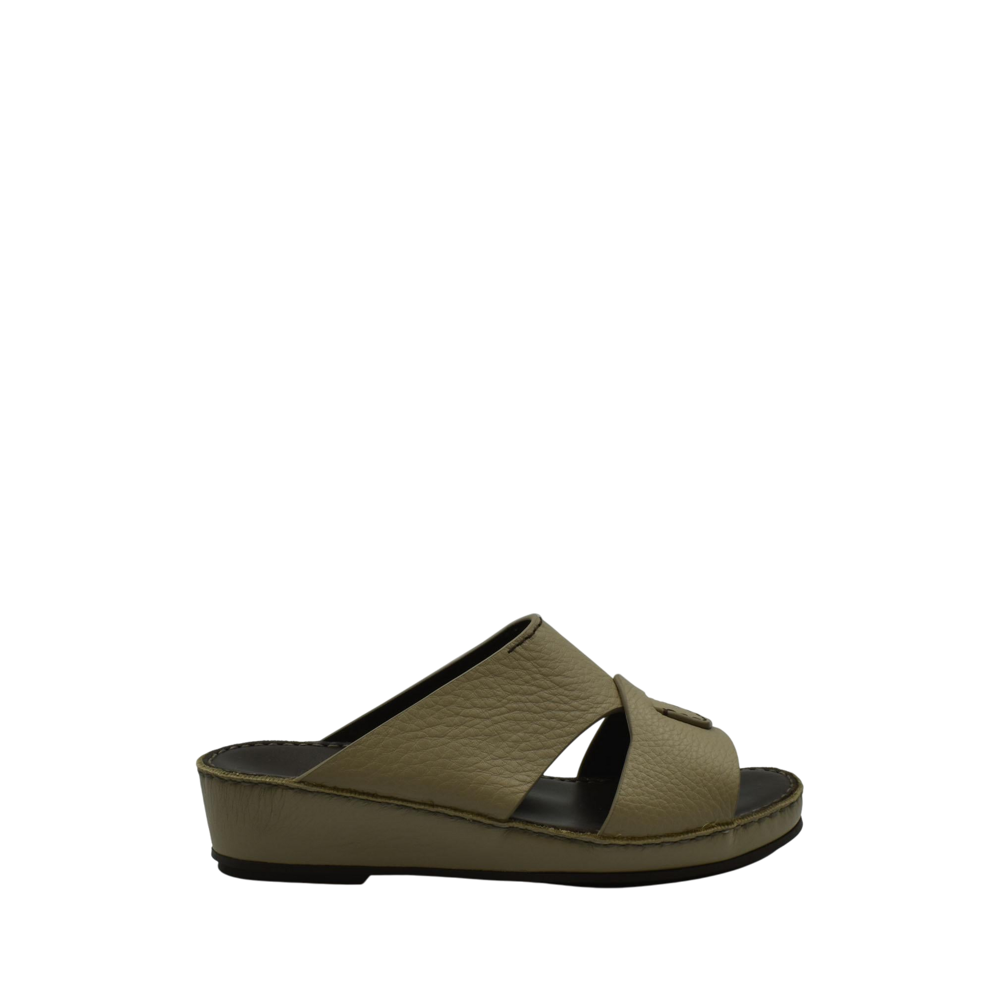 Luxury kids leather sandals in tan color with adjustable straps and cushioned sole from Private collection