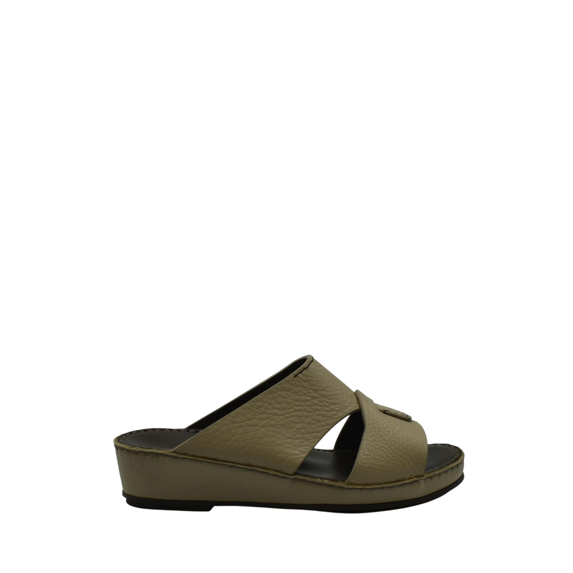 Luxury kids leather sandals in tan color with adjustable straps and cushioned sole from Private collection