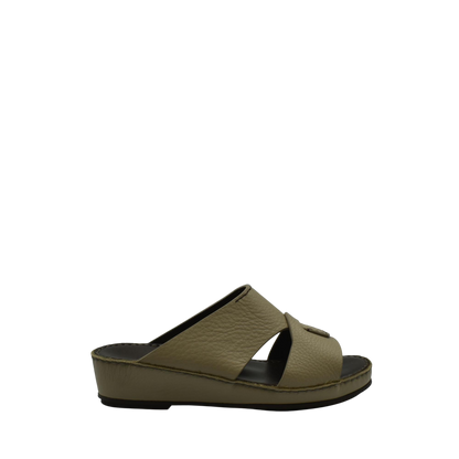 Luxury kids leather sandals in tan color with adjustable straps and cushioned sole from Private collection