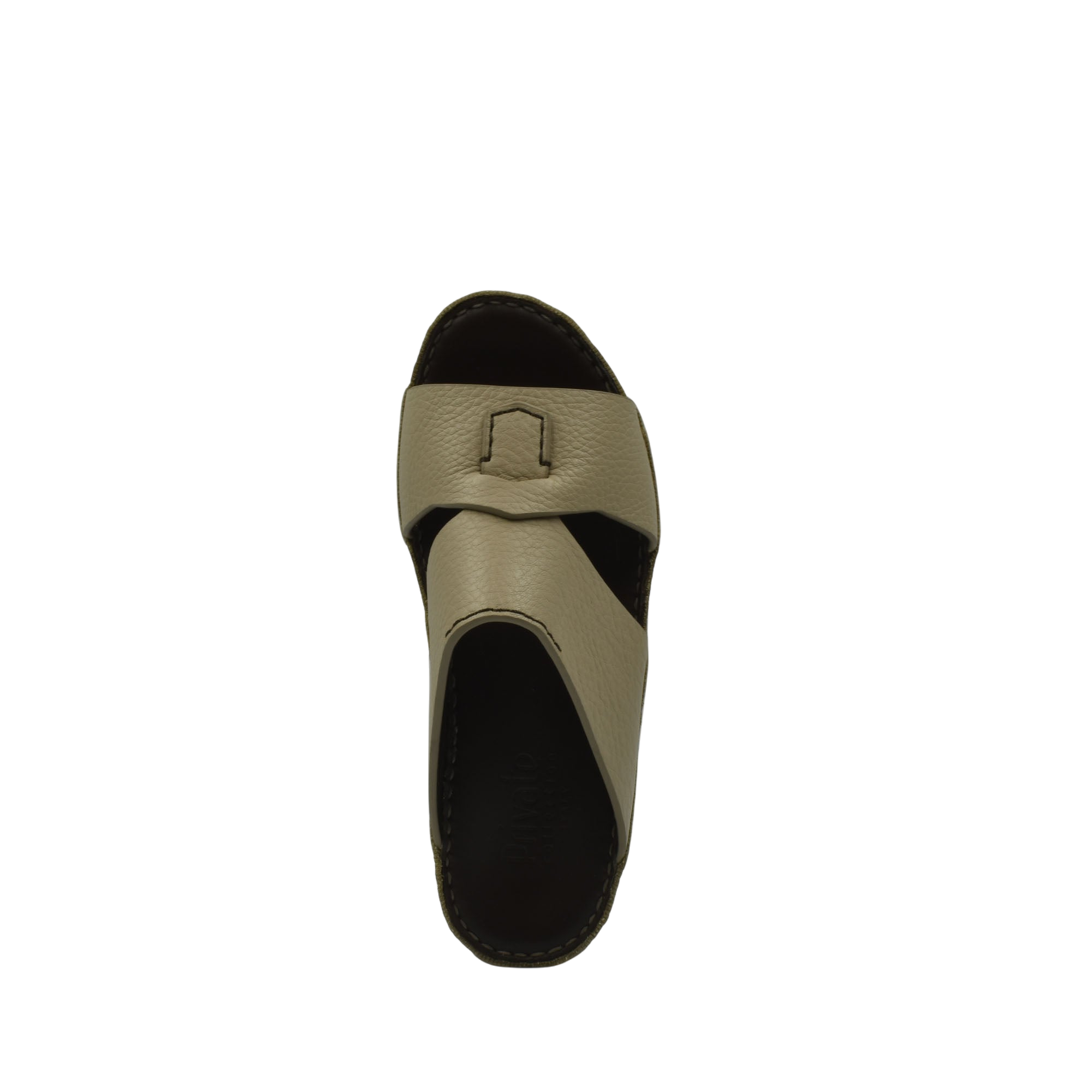 Top view of luxury kids leather sandals in beige and black from private collection