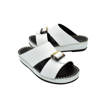 Private Collection luxury kids sandals in white with adjustable buckle straps and cushioned sole