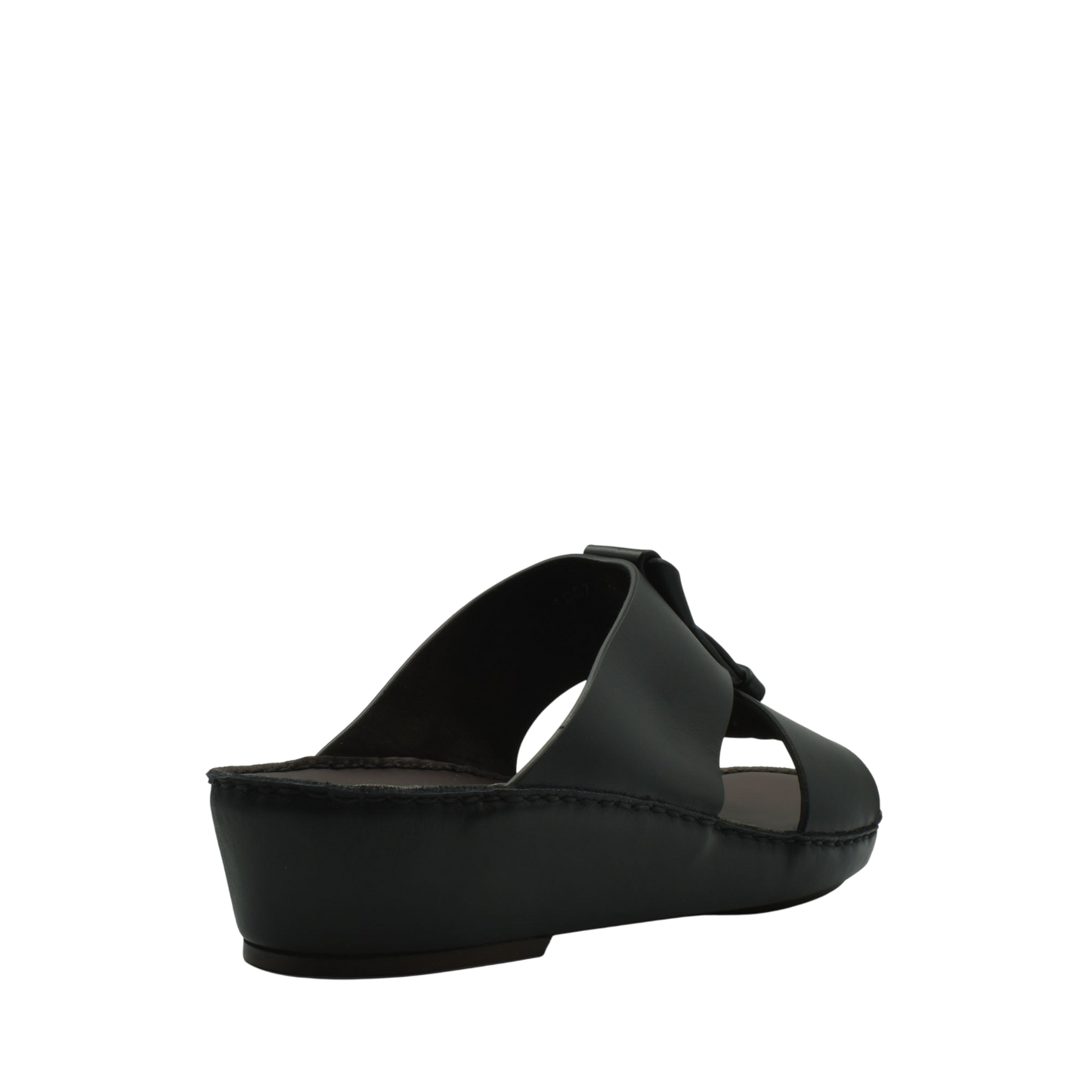 Black luxury leather sandals with open toe design and cushioned sole from private collection