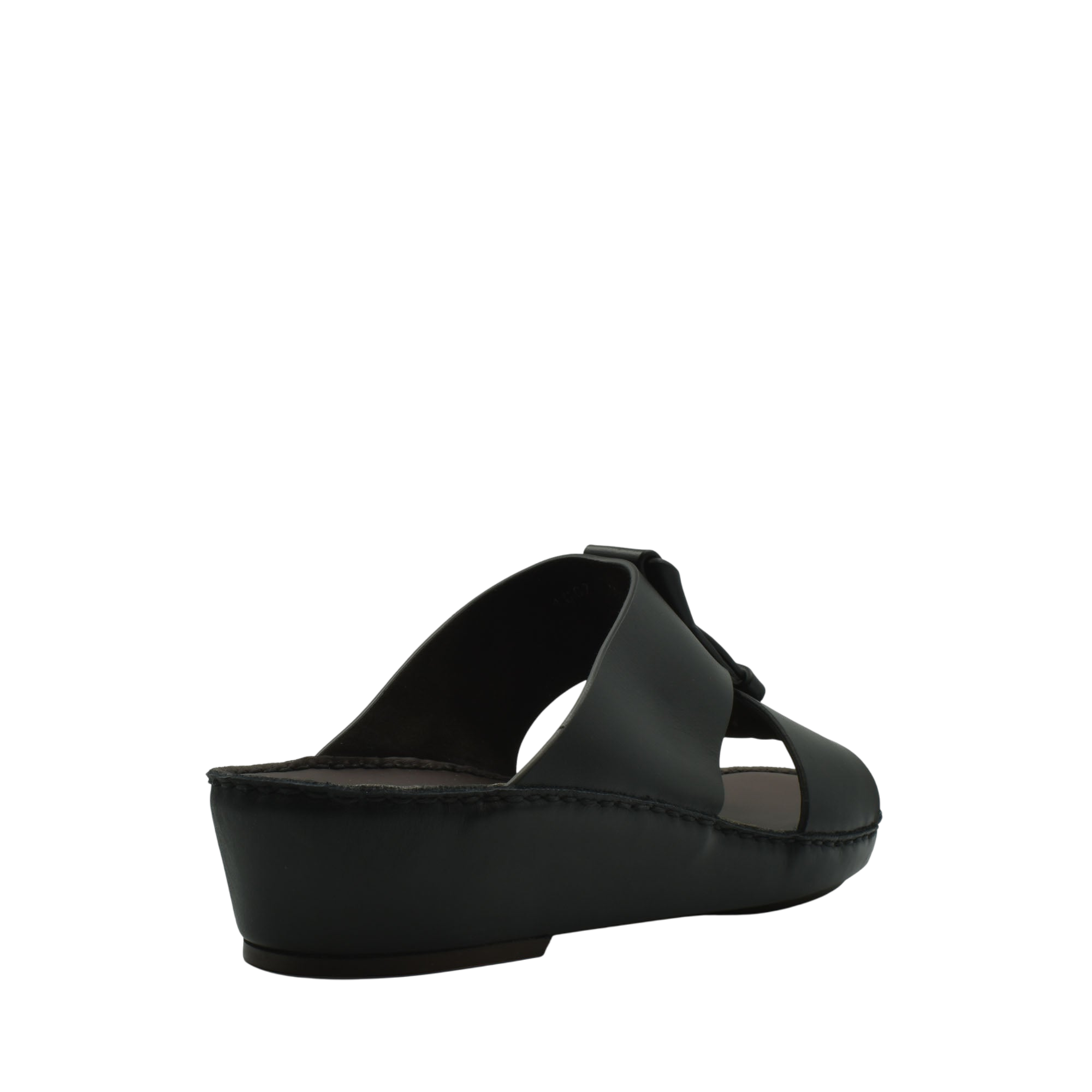 Black luxury leather sandals with open toe design and cushioned sole from private collection