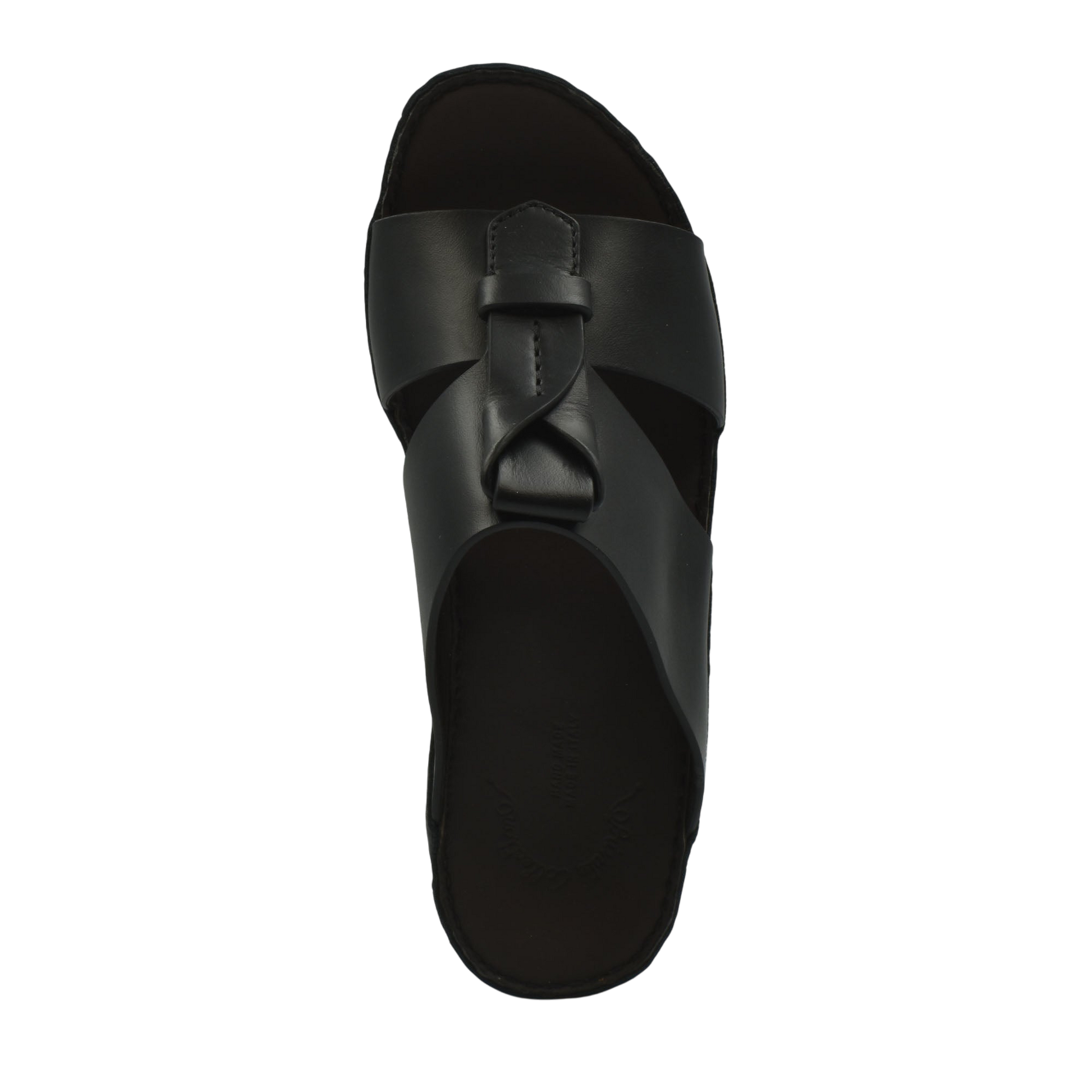 Black luxury leather sandals with wide straps and slip-on design from Private collection