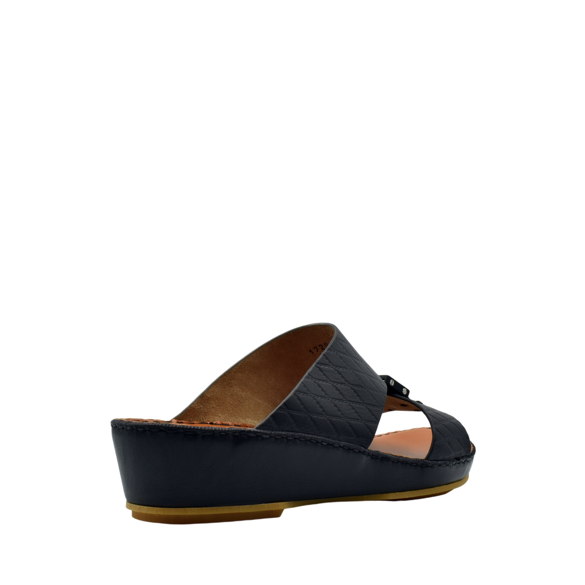 Black luxury leather sandals with quilted strap and wedge heel from Private Collection