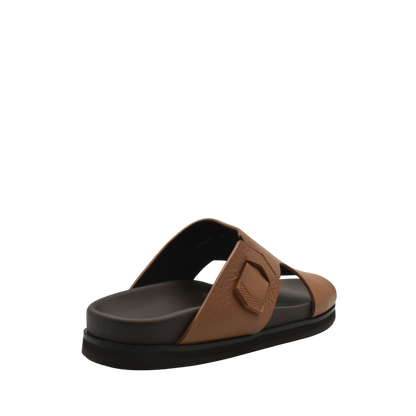 Brown luxury leather sandals with black sole and open toe design from private collection