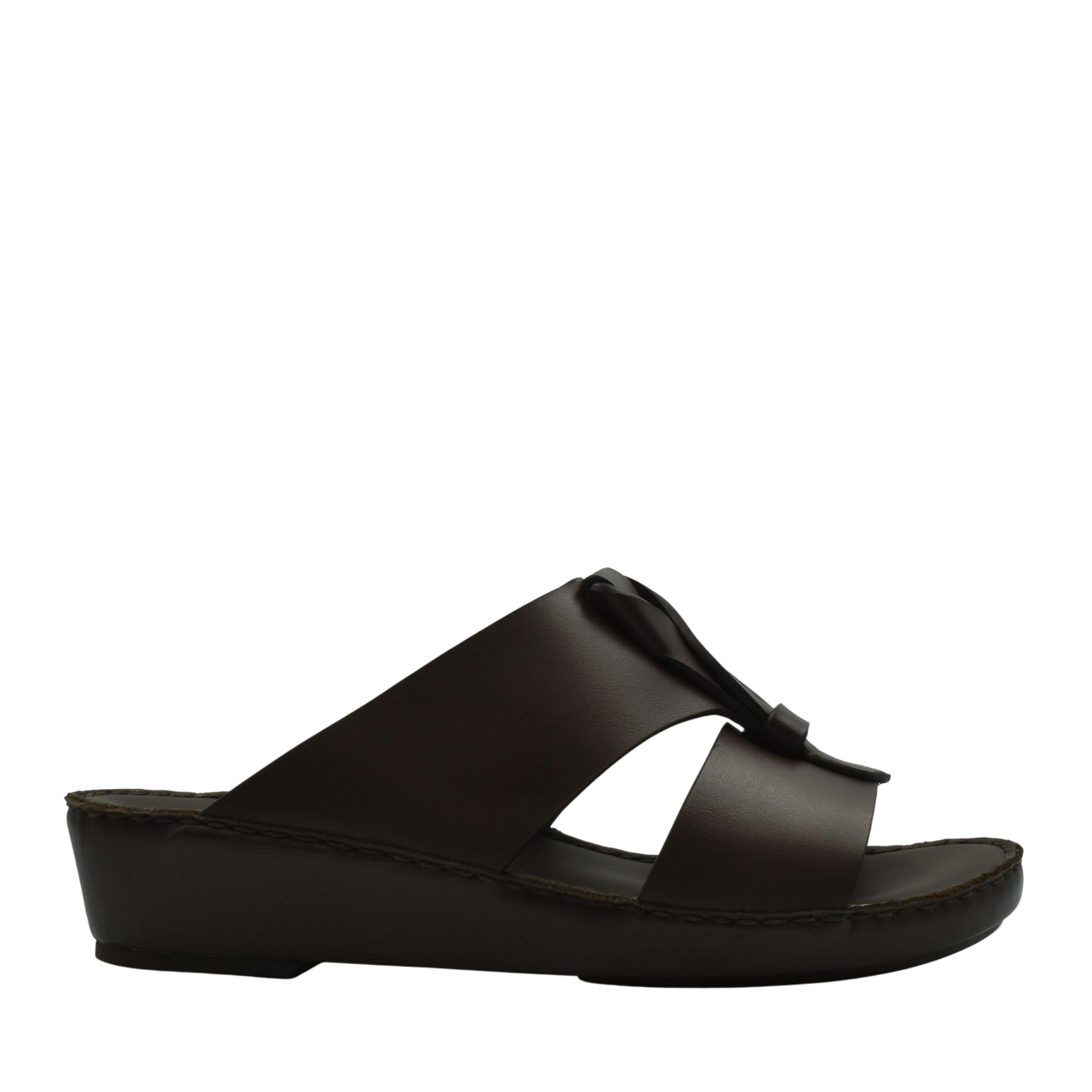 Private collection luxury leather sandals in dark brown with a wedge heel and slip-on design