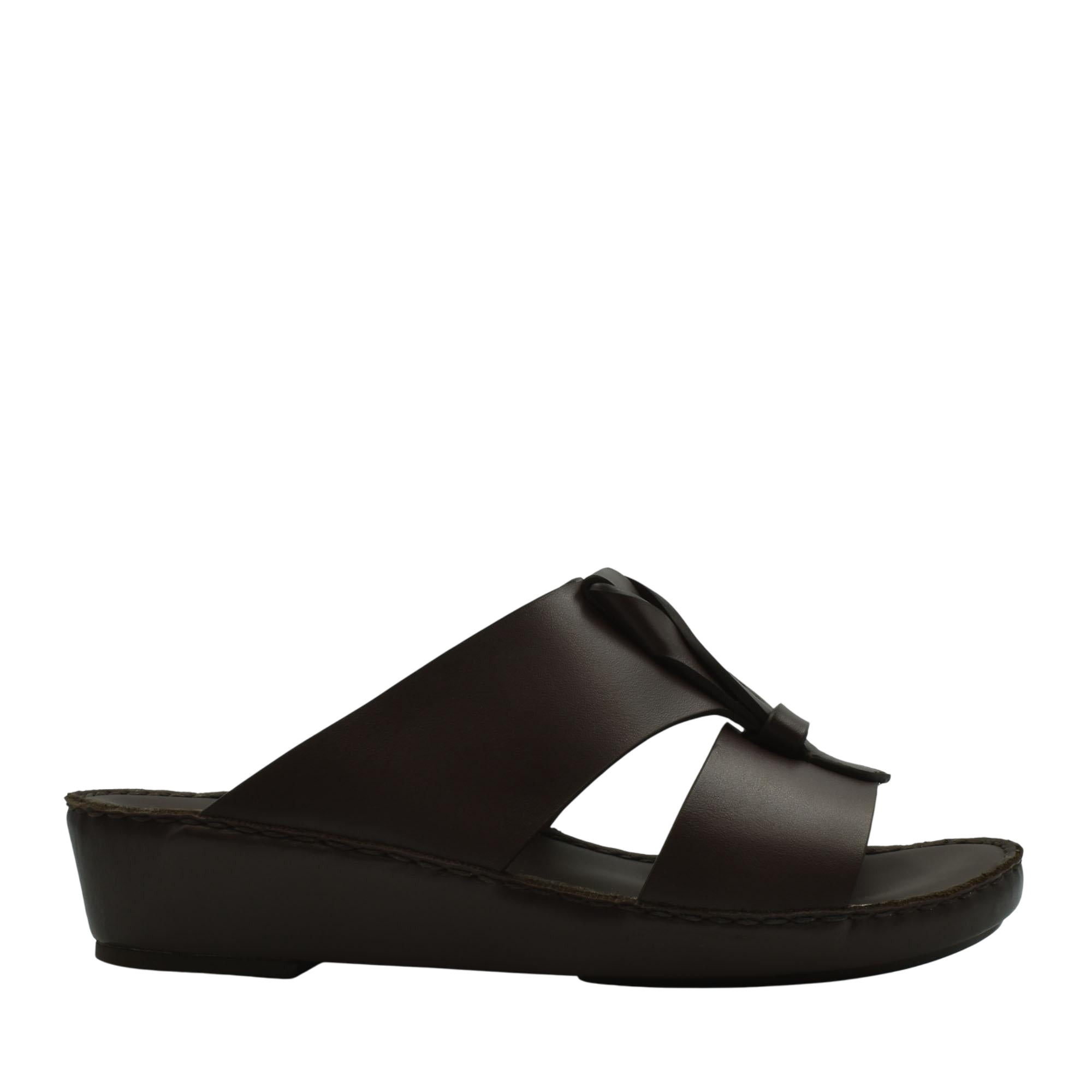 Private collection luxury leather sandals in dark brown with a wedge heel and slip-on design