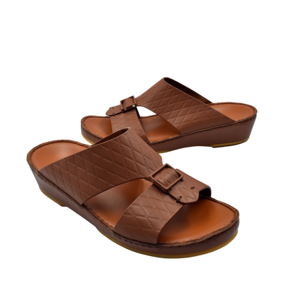 Private Collection brown luxury leather sandals with quilted upper and adjustable buckle straps