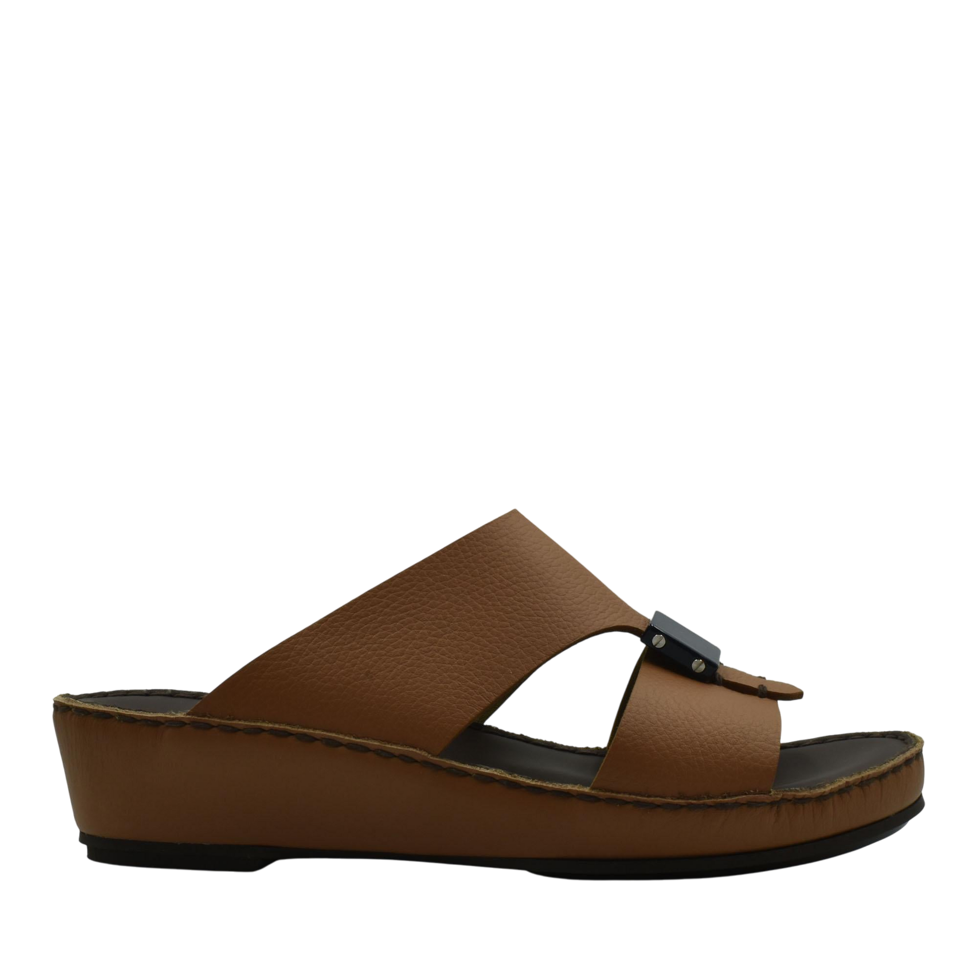 Brown luxury leather sandals with cushioned sole and slip-on design from private collection