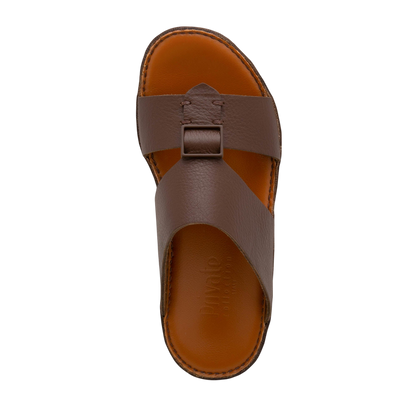 Private Collection brown luxury leather sandals with buckle detail and cushioned sole for comfort