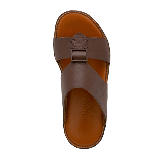 Private Collection brown luxury leather sandals with buckle detail and cushioned sole for comfort