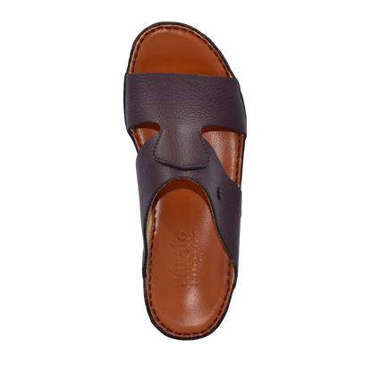 Private Collection luxury leather sandals in brown with open toe and cushioned footbed