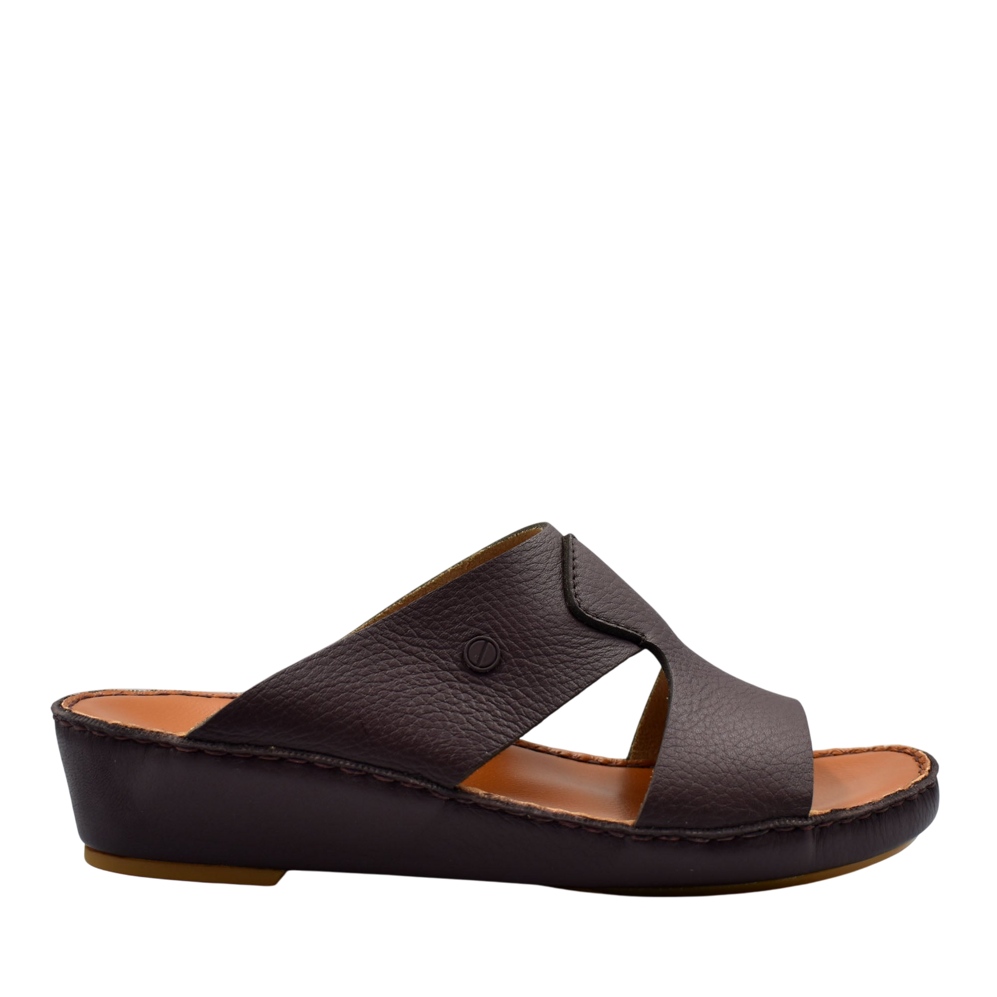 Private Collection luxury leather sandals in dark brown with cushioned sole and open toe design