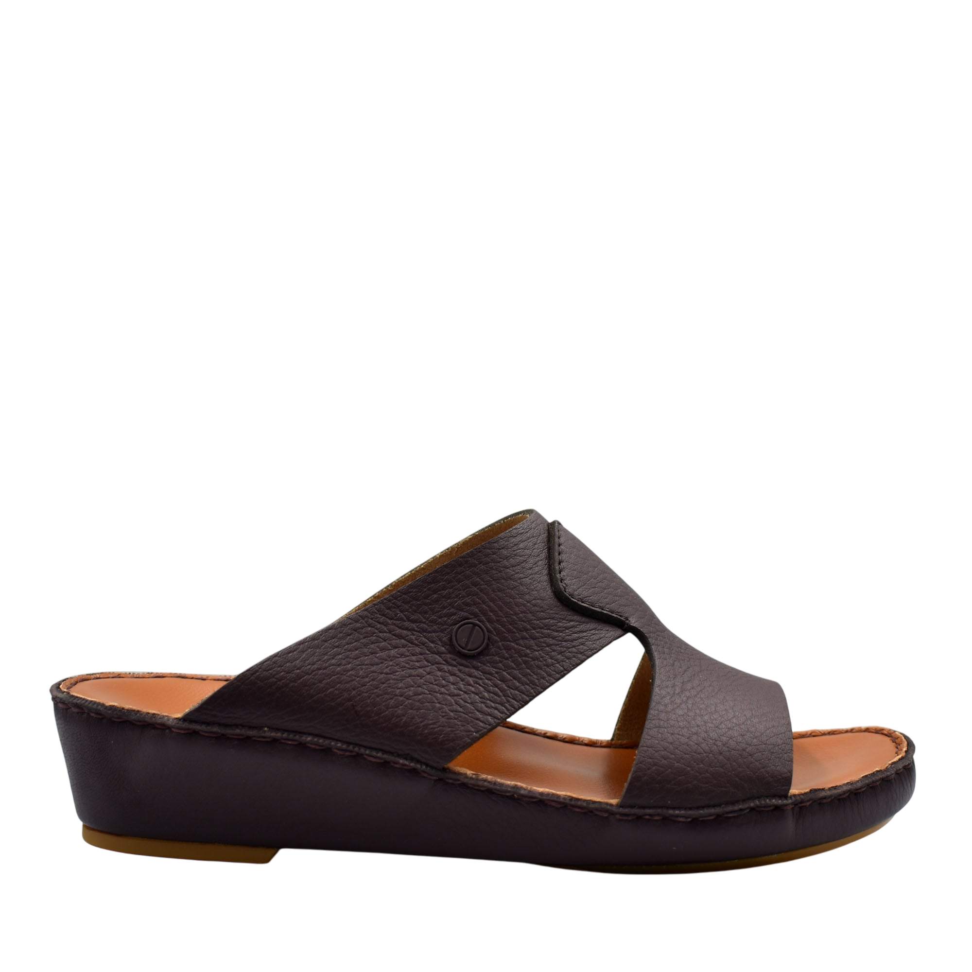 Private Collection luxury leather sandals in dark brown with cushioned sole and open toe design
