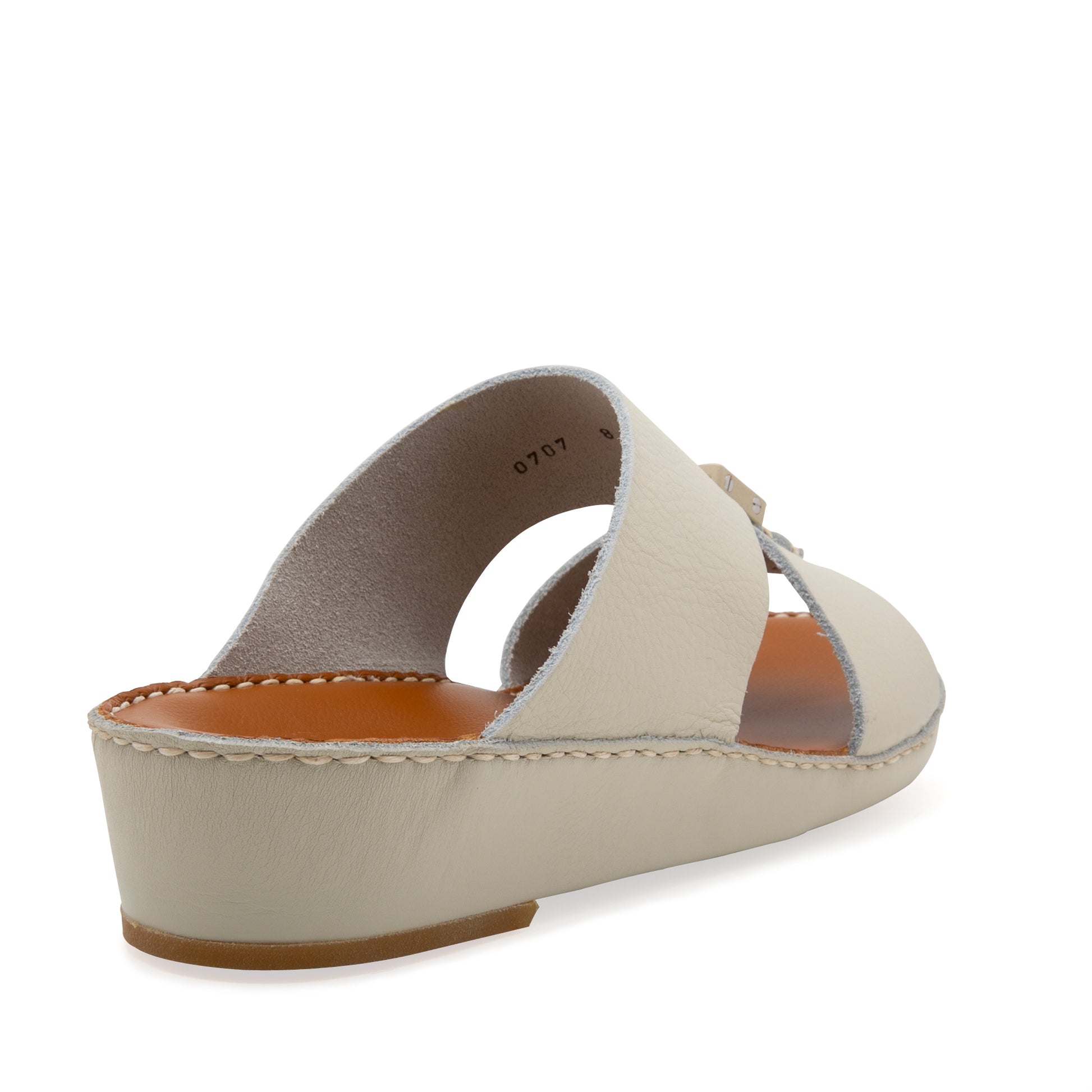 Private Collection luxury leather sandals in beige with cushioned sole and open toe design