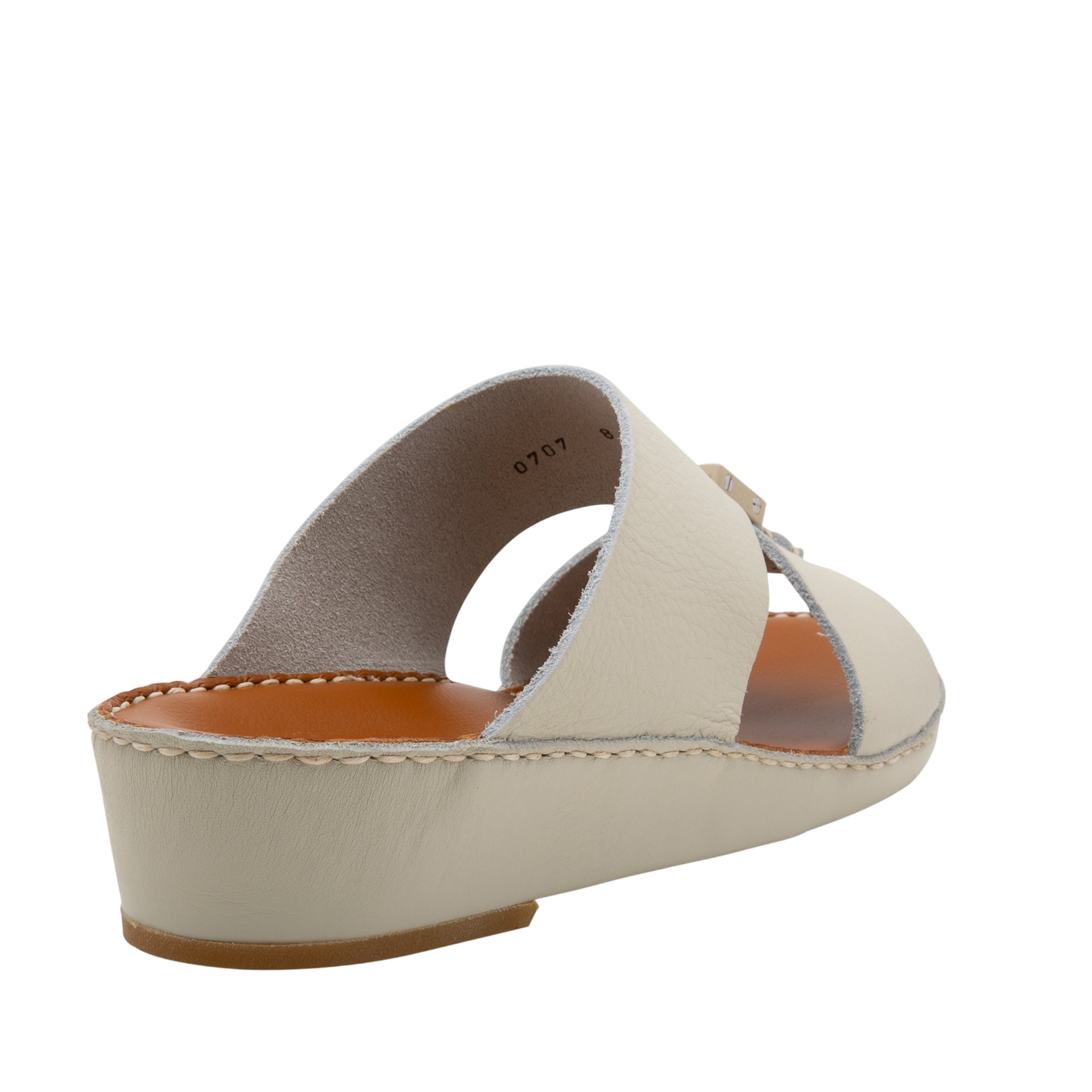 Private Collection luxury leather sandals in beige with cushioned sole and open toe design