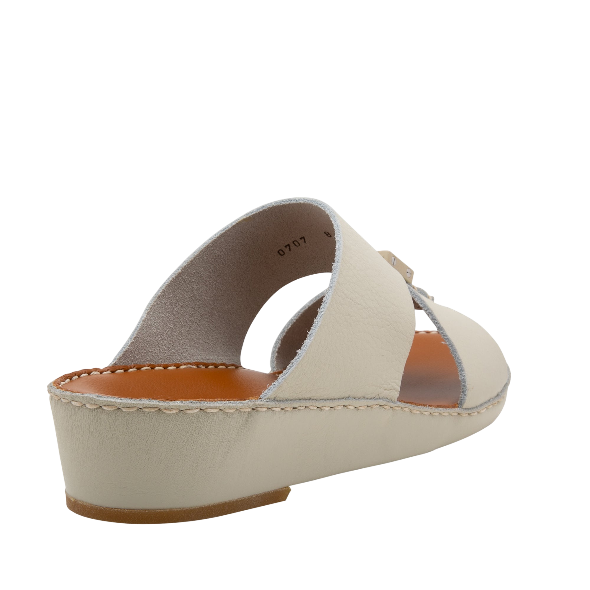 Private Collection luxury leather sandals in beige with cushioned sole and open toe design