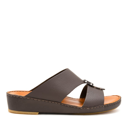 Private Collection brown luxury leather sandals with cushioned sole and slip-on design