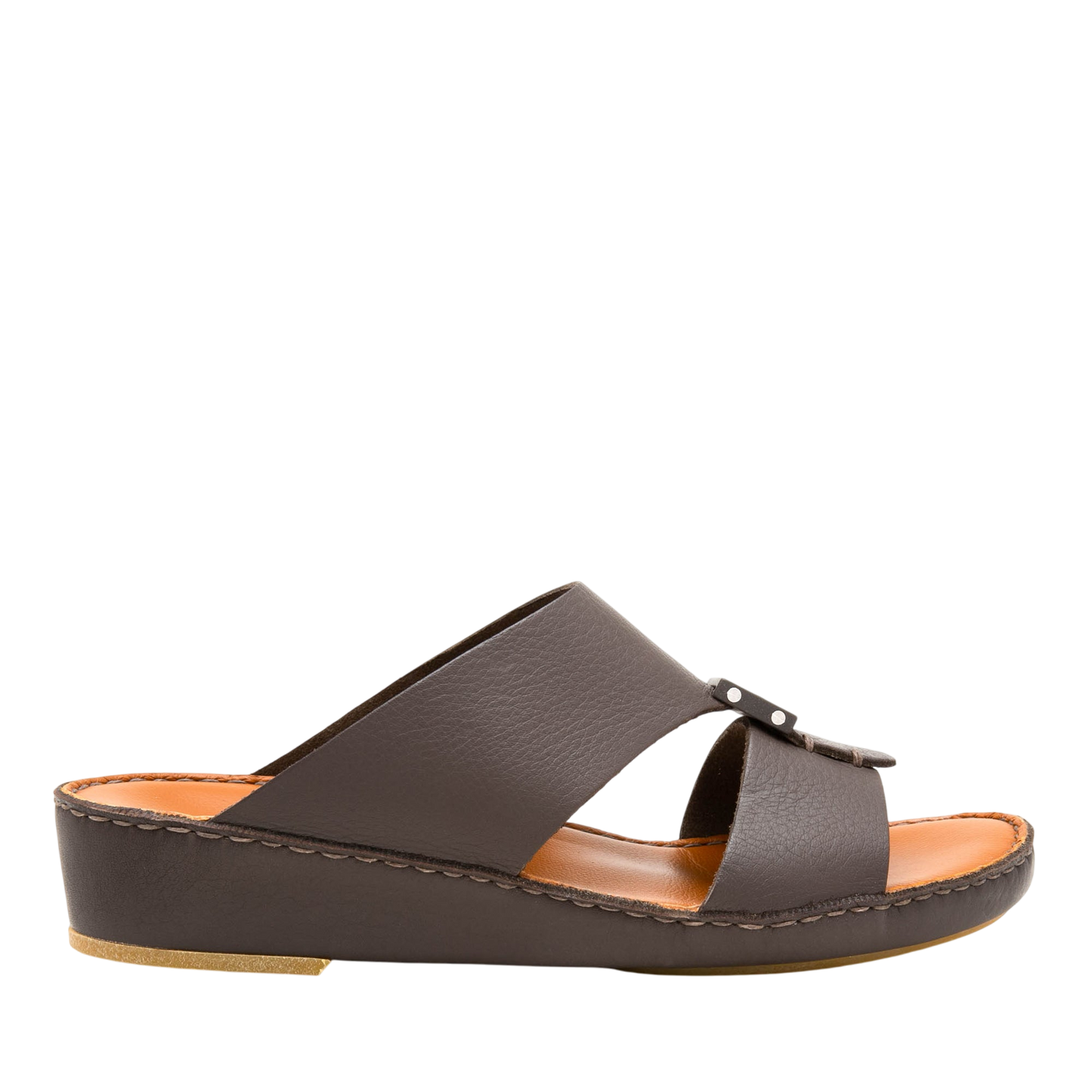 Private Collection brown luxury leather sandals with cushioned sole and slip-on design