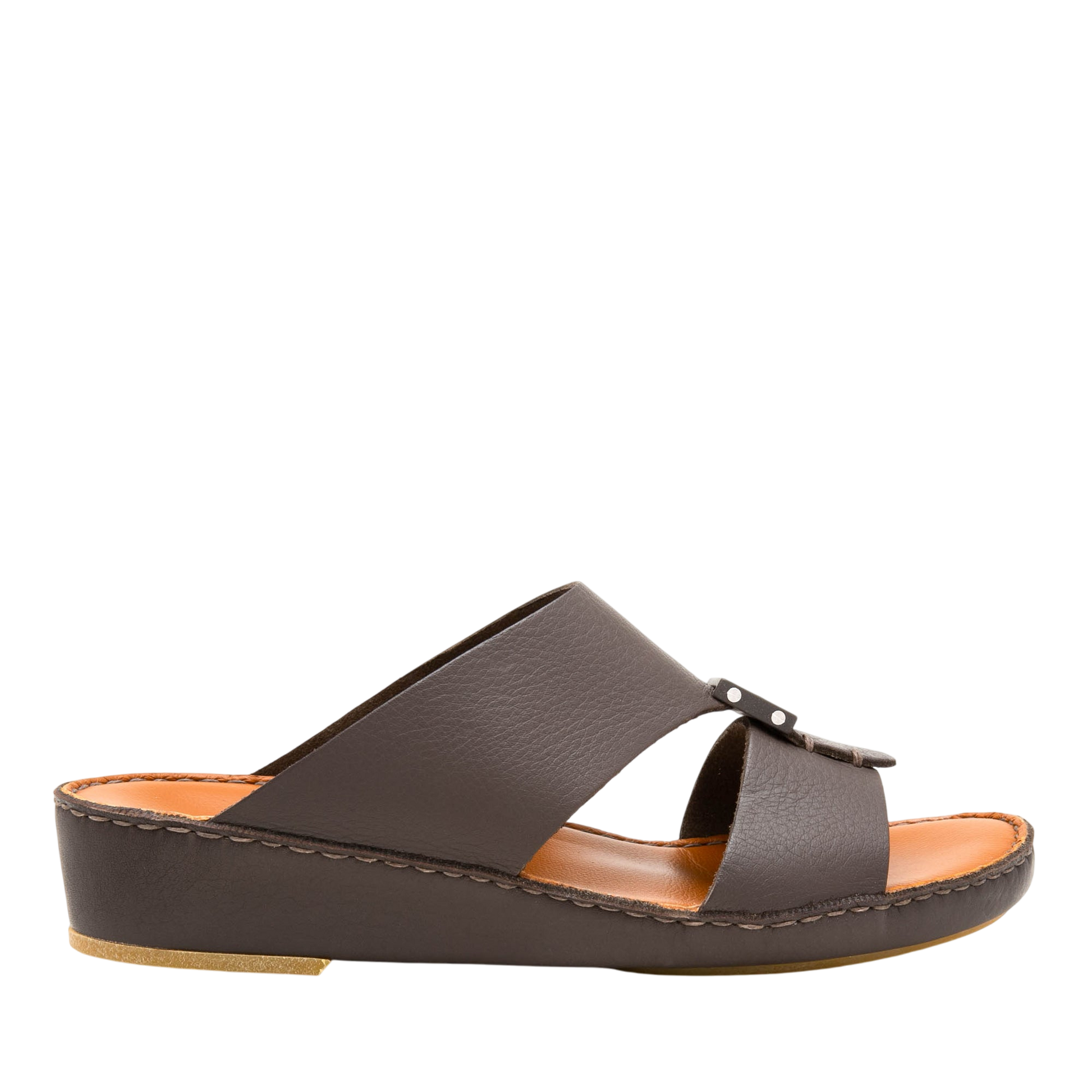 Private Collection brown luxury leather sandals with cushioned sole and slip-on design