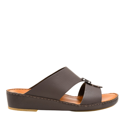 Private Collection brown luxury leather sandals with cushioned sole and slip-on design
