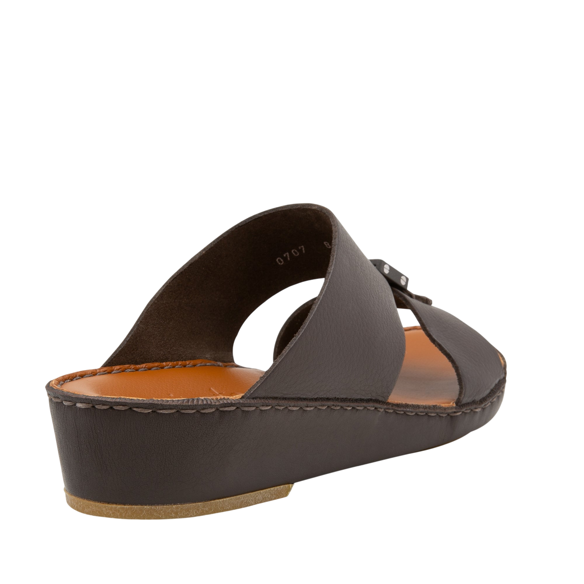 Private Collection luxury leather sandals in dark brown with cushioned sole and open toe design