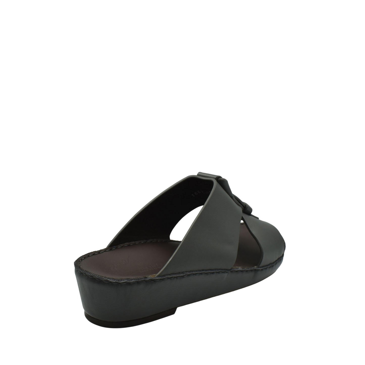 Black luxury leather sandals with open toe and cushioned sole from private collection