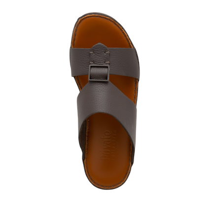 Private Collection luxury leather sandals with brown straps and cushioned footbed for comfort