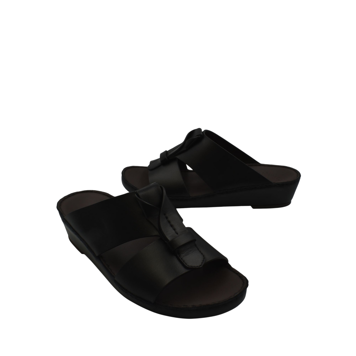 Black luxury leather sandals with cushioned sole and adjustable straps from private collection
