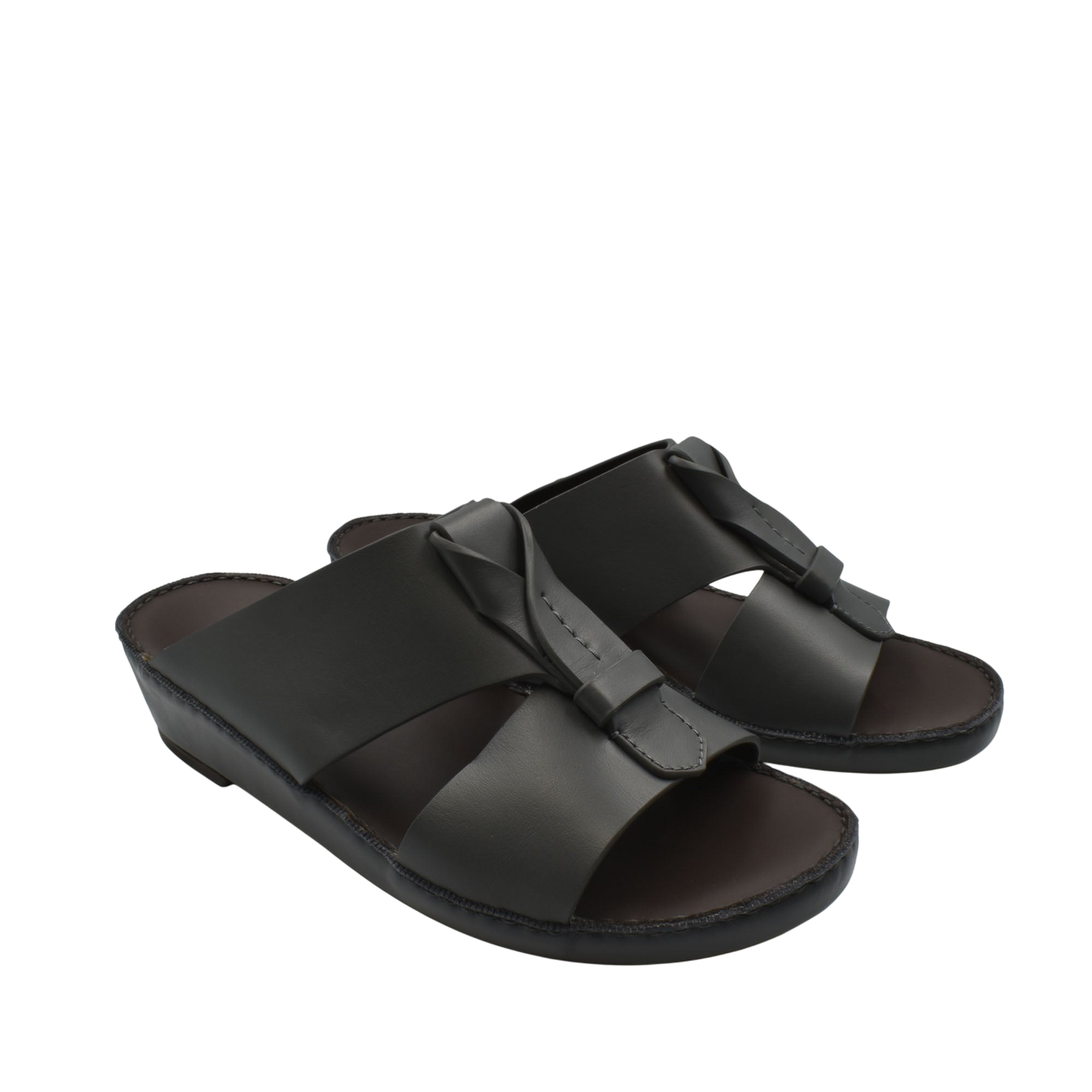 Black luxury leather sandals with open toe and comfortable cushioned sole for casual wear