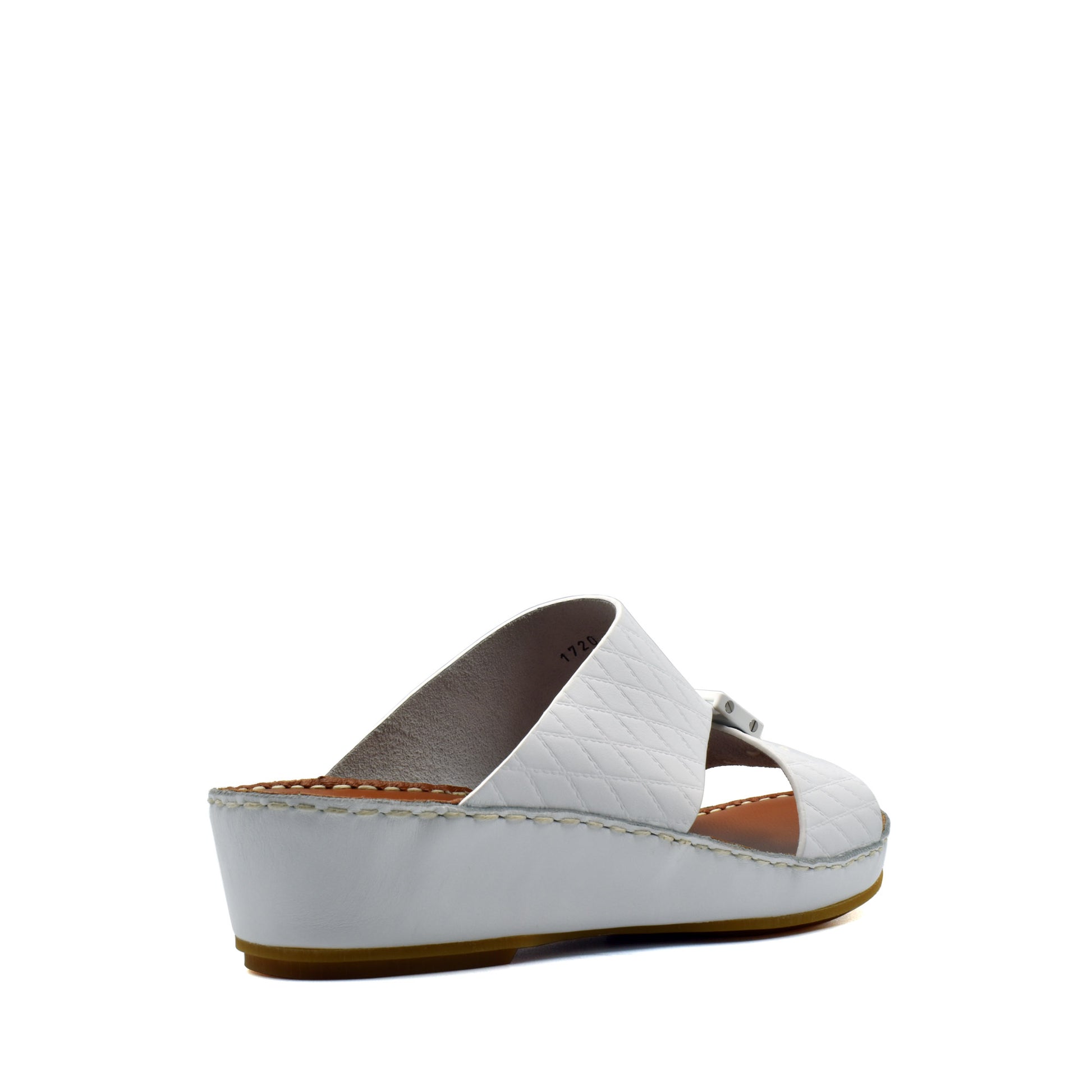 White luxury leather sandals with quilted straps and wedge sole from Private Collection
