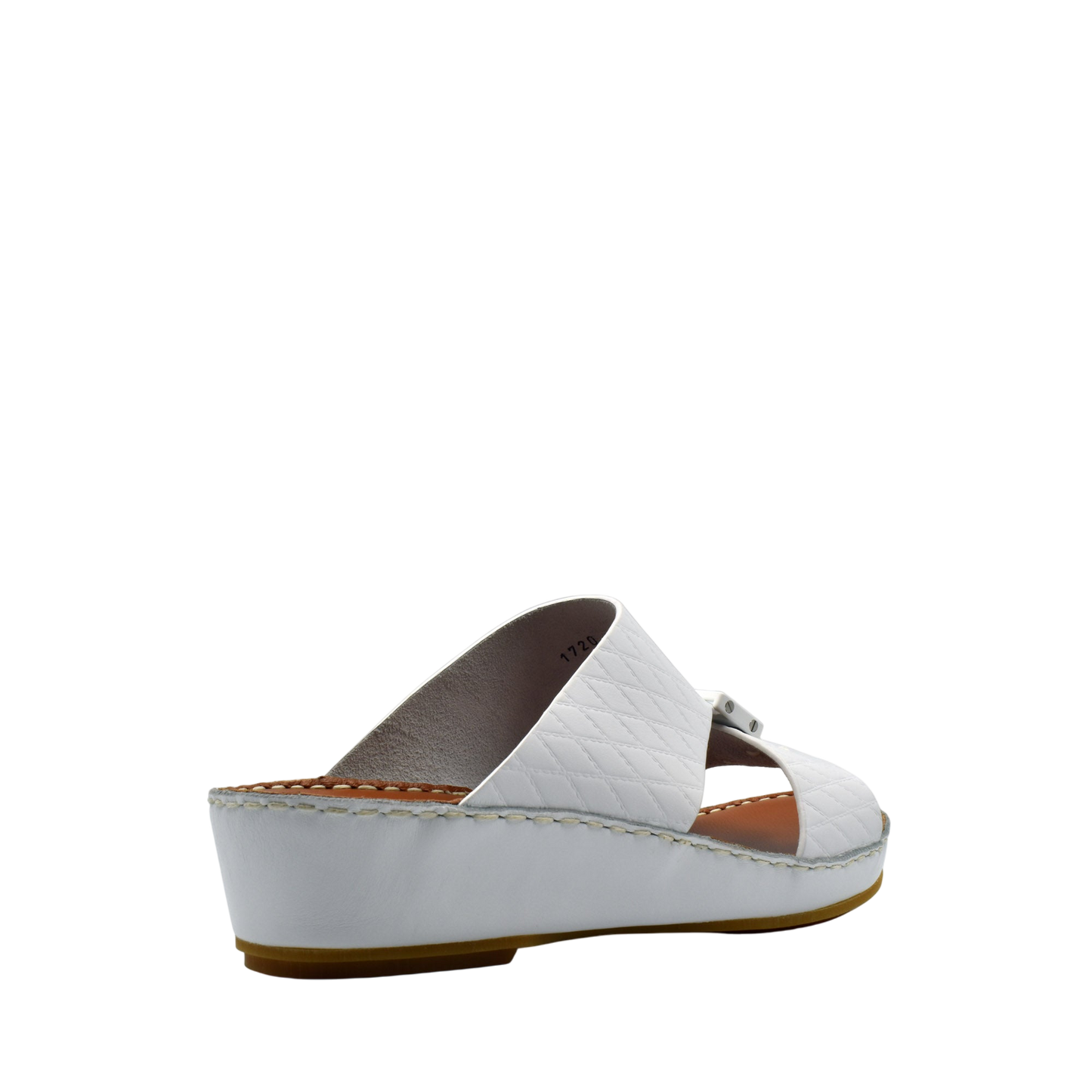 White luxury leather sandals with quilted straps and wedge sole from Private Collection