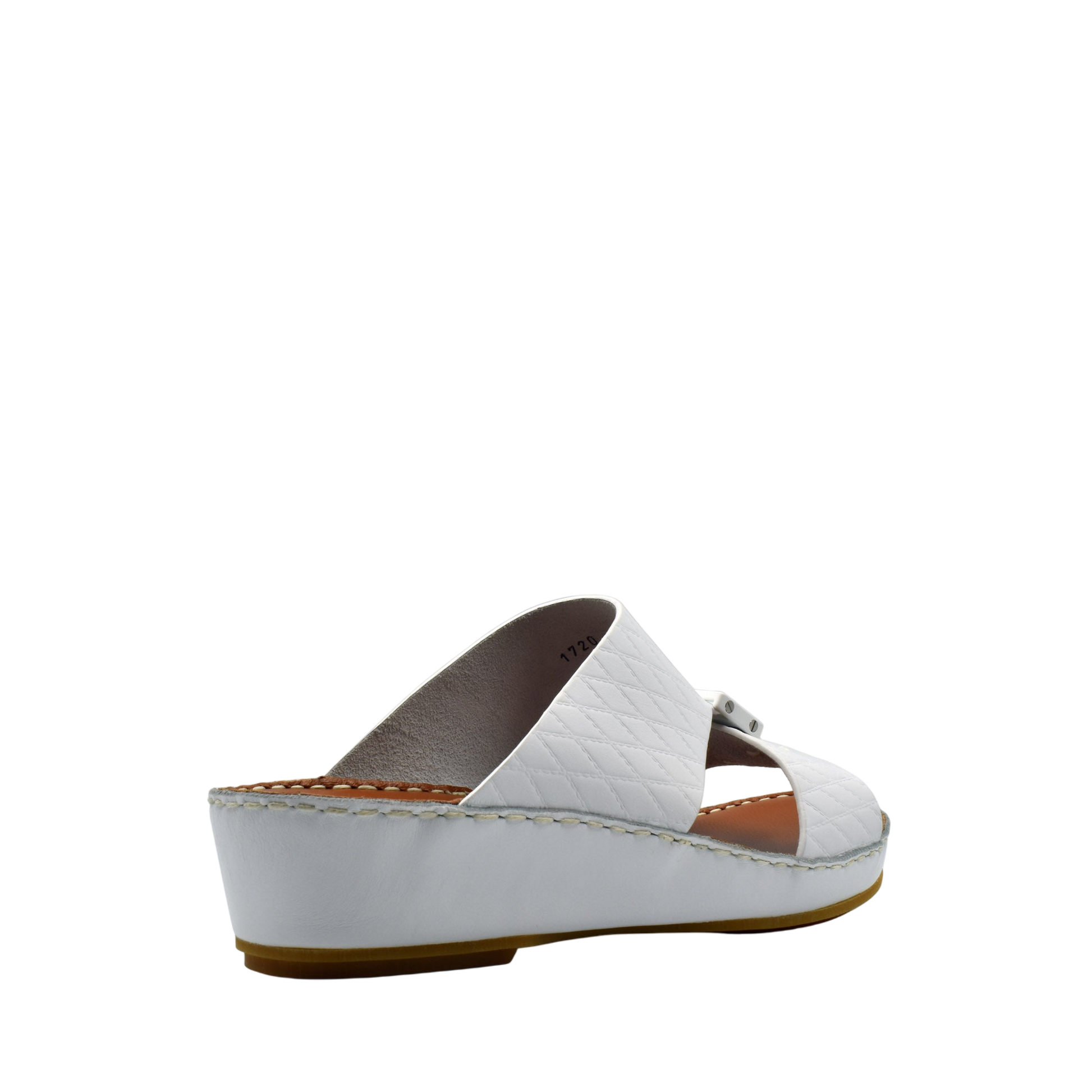 White luxury leather sandals with quilted straps and wedge sole from Private Collection