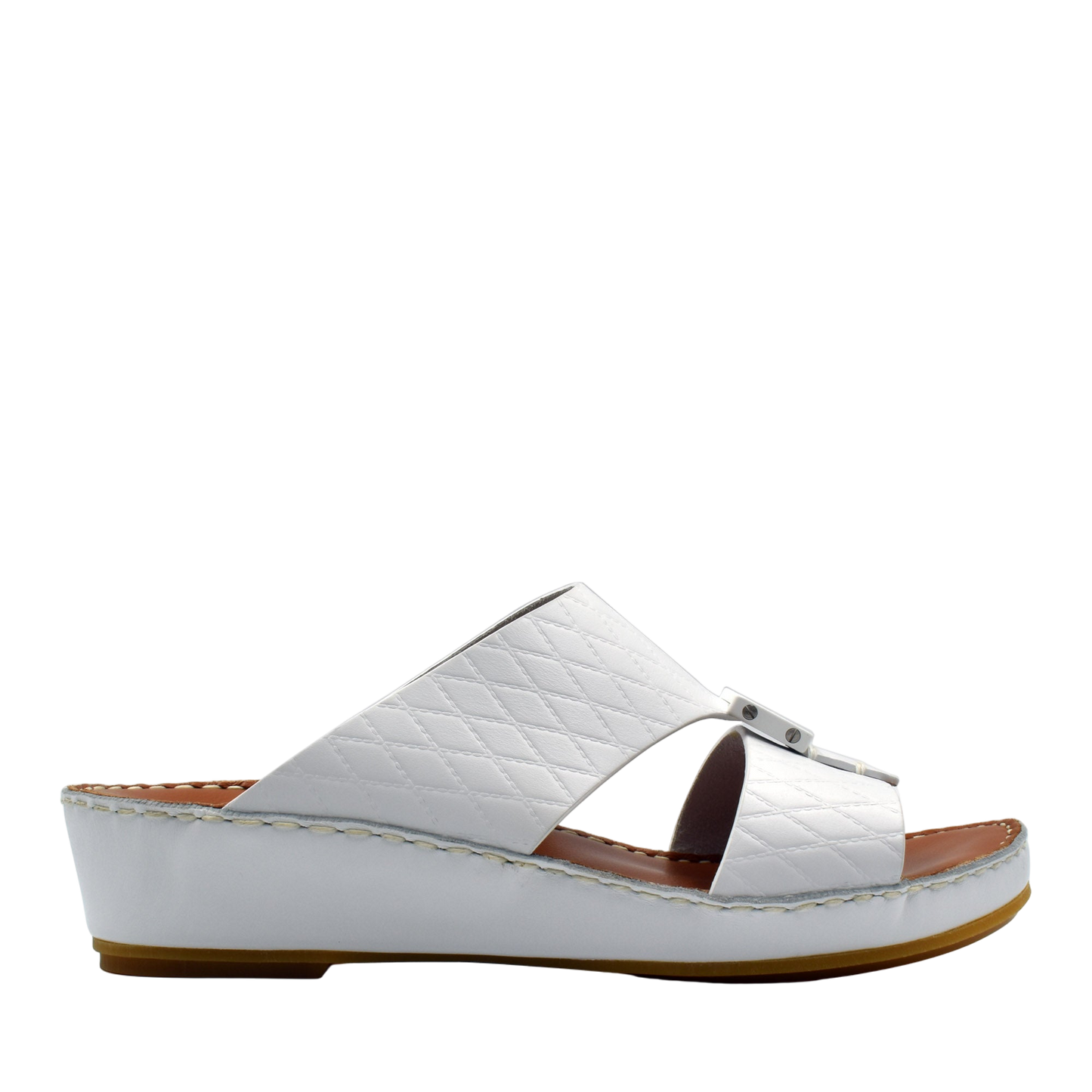 White quilted luxury leather sandals with a wedge sole from Private Collection