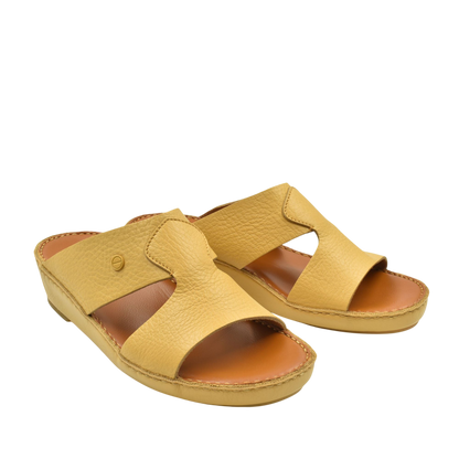 Private Collection beige luxury leather sandals with open toe and cushioned sole