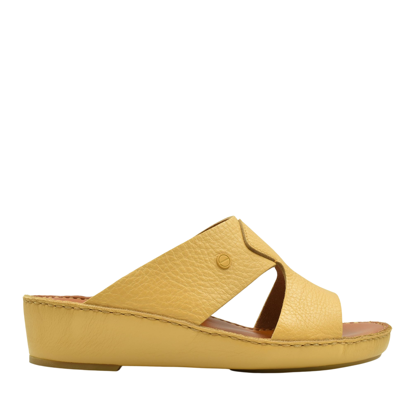 Yellow luxury leather sandals with open toe and slip-on design from Private Collection