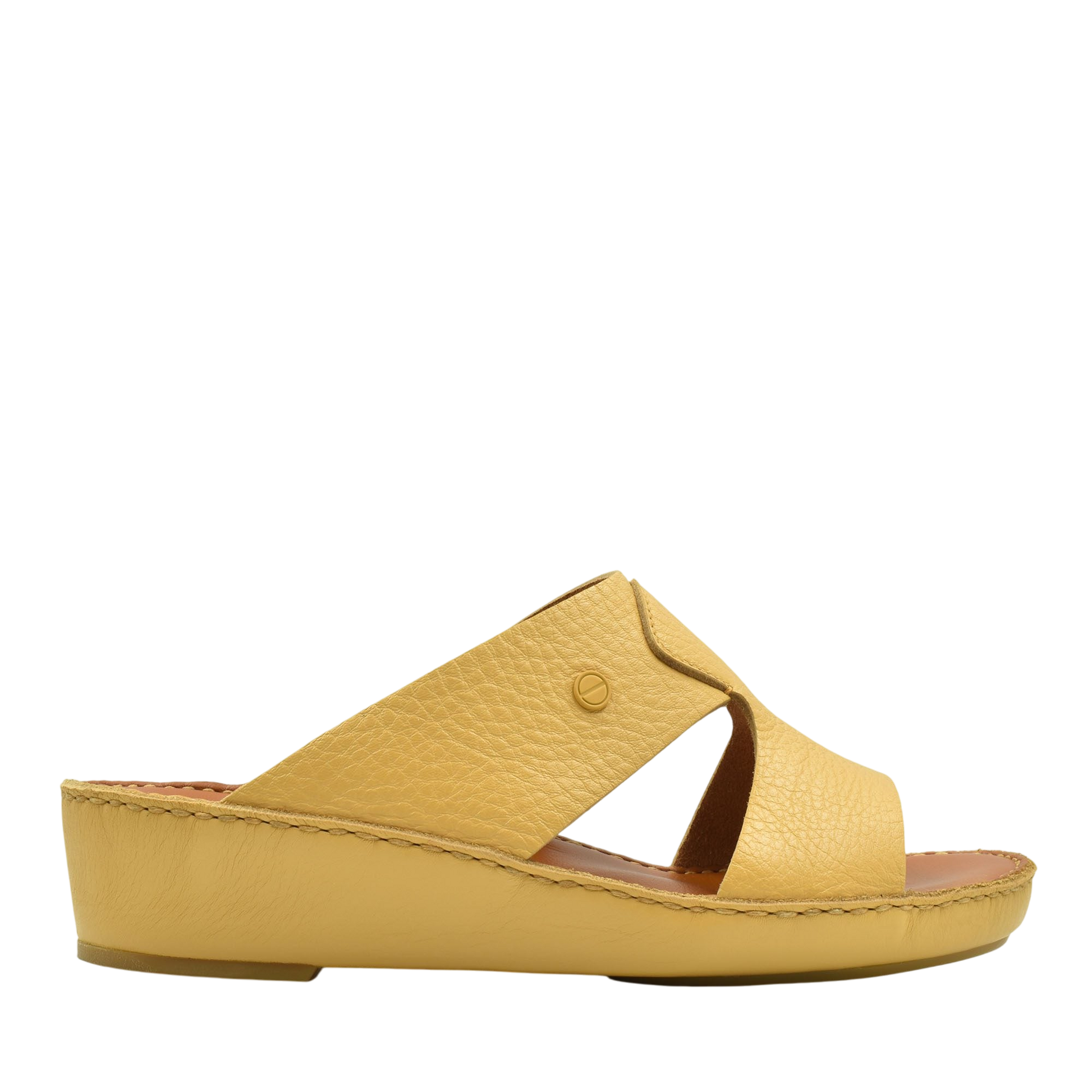 Yellow luxury leather sandals with open toe and slip-on design from Private Collection