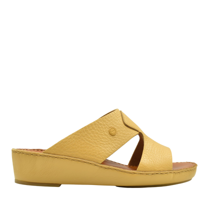 Yellow luxury leather sandals with open toe and slip-on design from Private Collection
