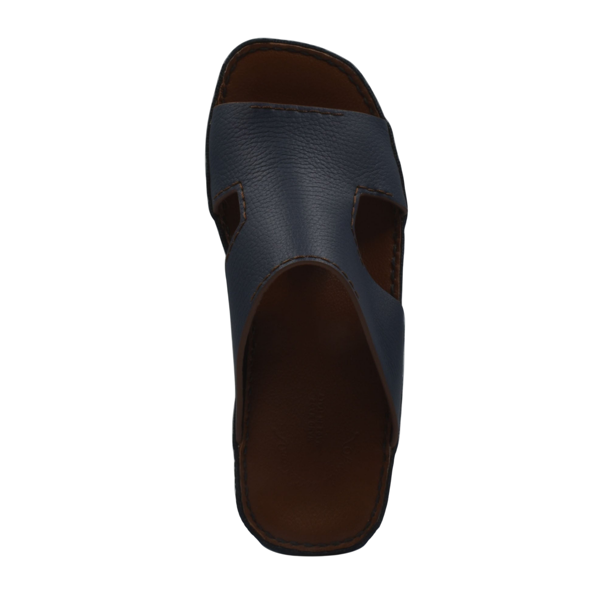 Black luxury leather slide sandals with open toe and cushioned sole from private collection