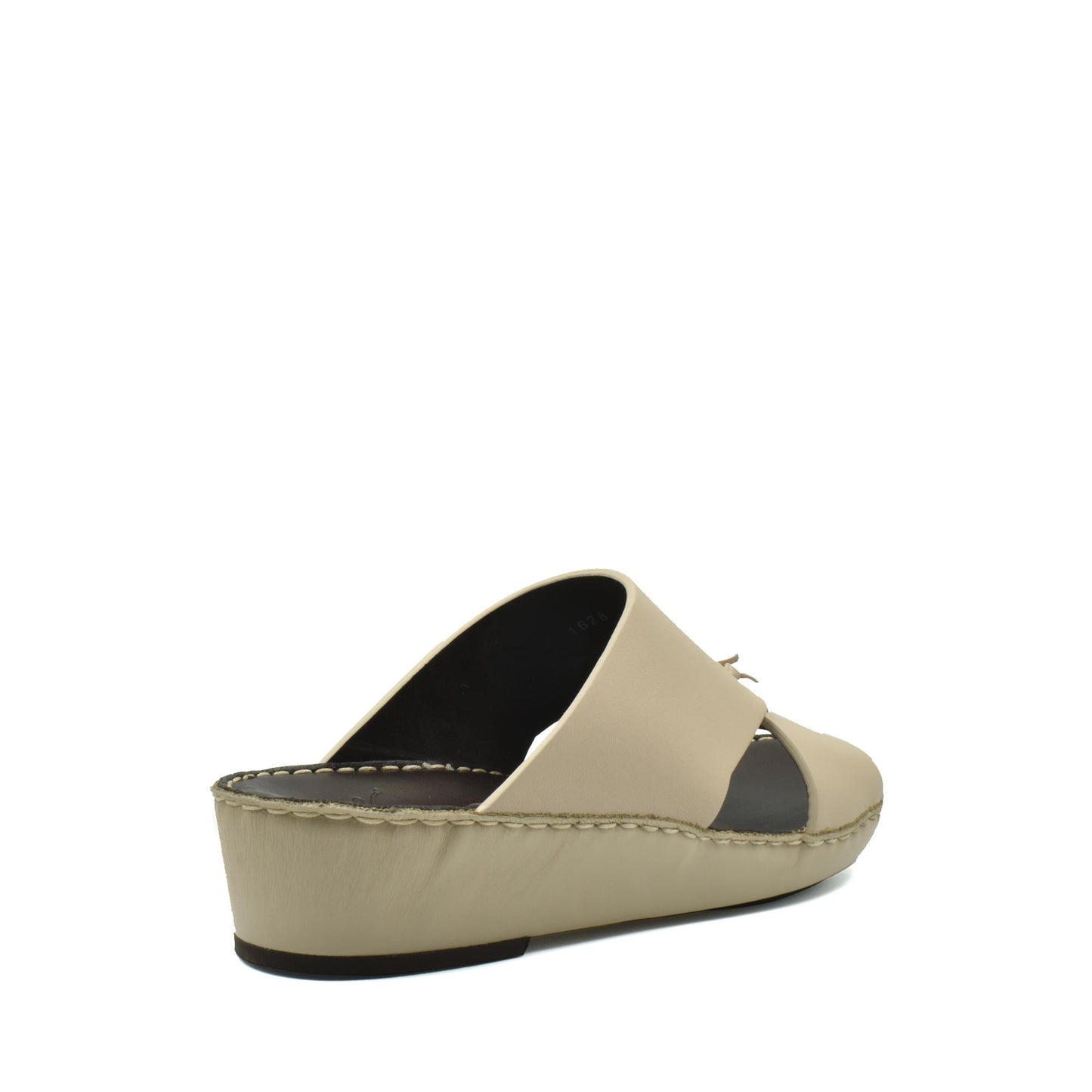 Beige luxury nappa leather sandal with wedge sole and open toe design from Private Collection