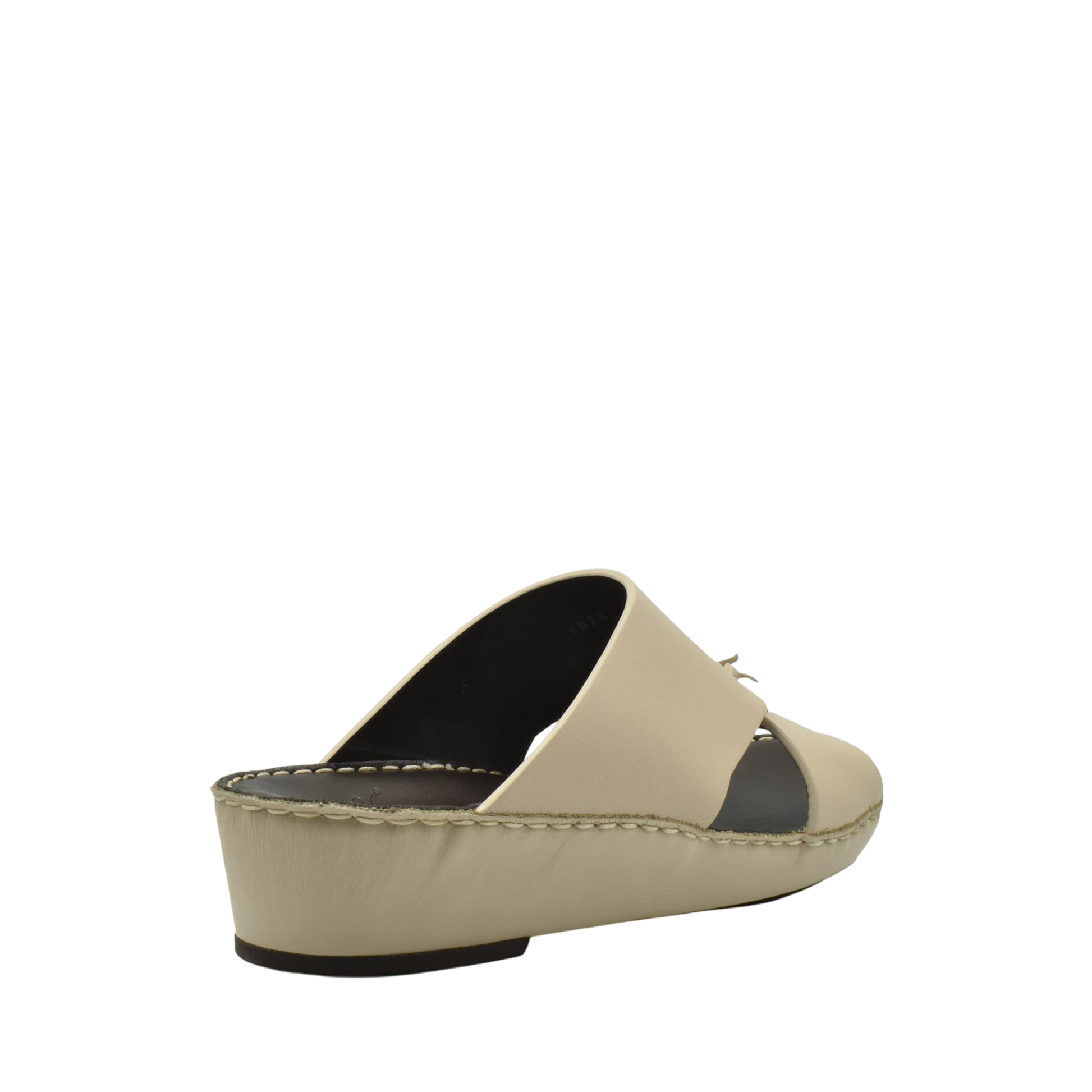 Beige luxury nappa leather sandal with wedge sole and open toe design from Private Collection