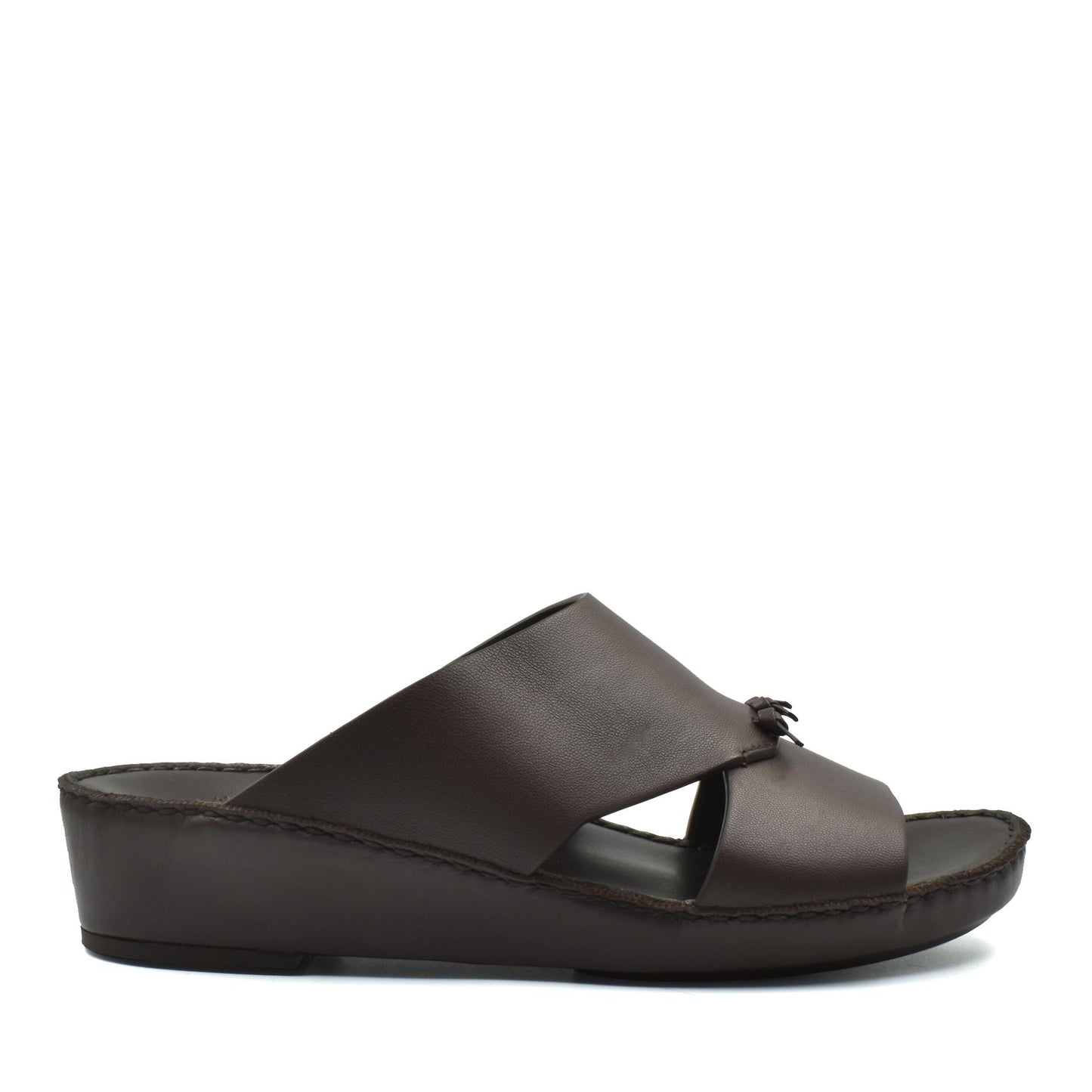Brown luxury nappa leather sandal with cushioned sole and open toe design for comfort