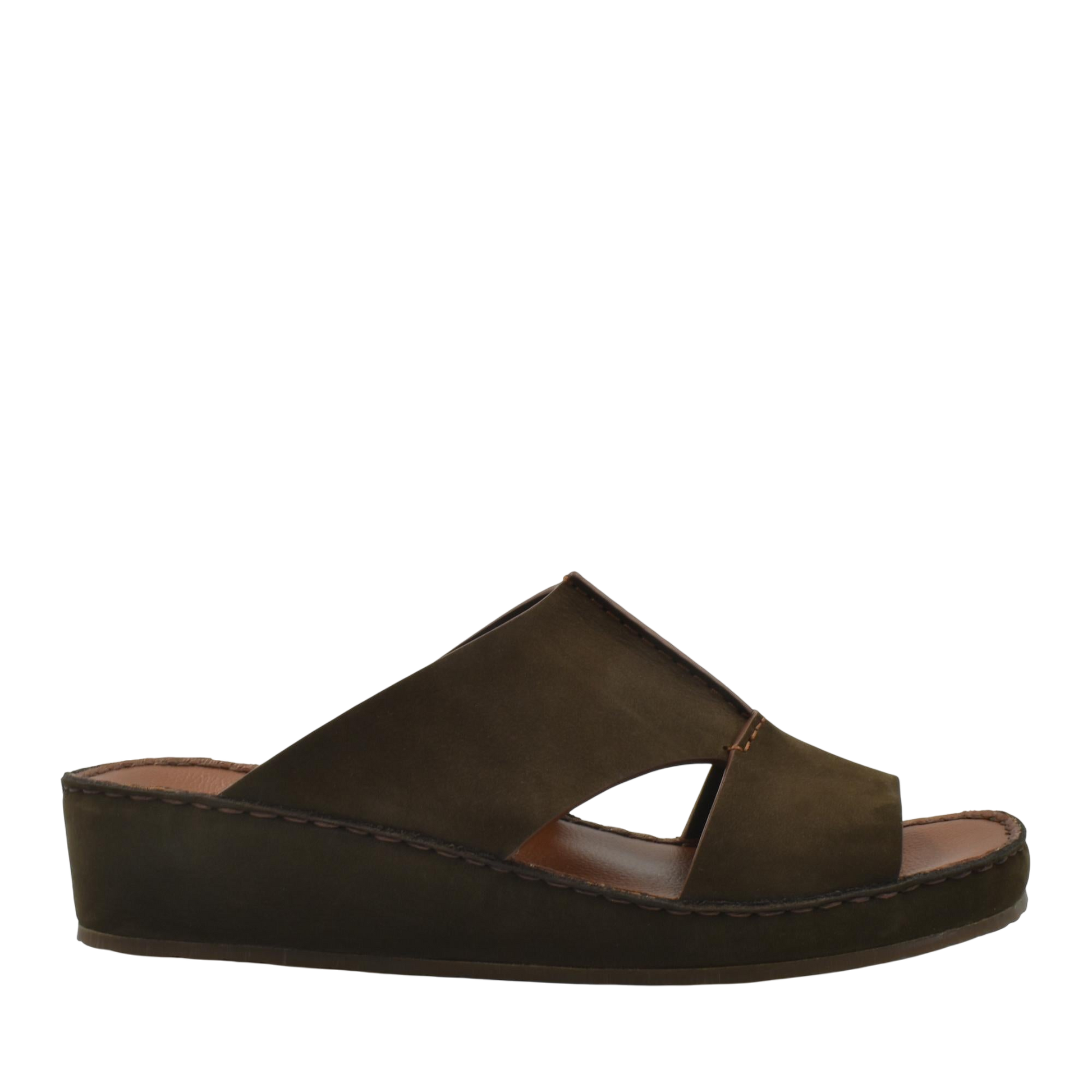Brown luxury nubuck sandals with open toe and cushioned wedge sole for comfortable wear